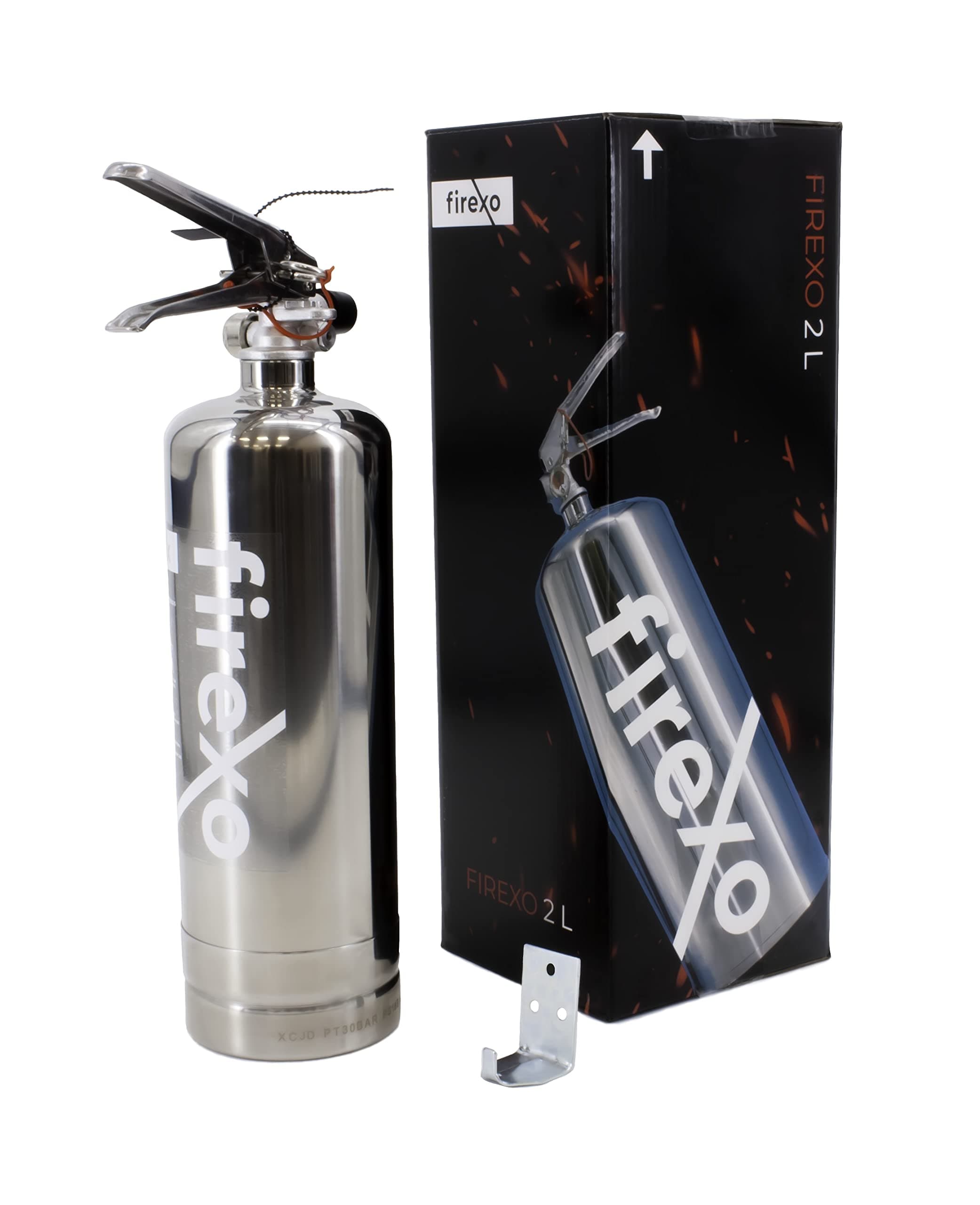 All in One Stainless Steel Fire Extinguisher (2 Litre / 2 kg) Chrome - Multipurpose Extinguisher for ALL FIRES inc. Li-ion Battery Fires! - Emergency Safety Equipment for Indoor/Outdoor