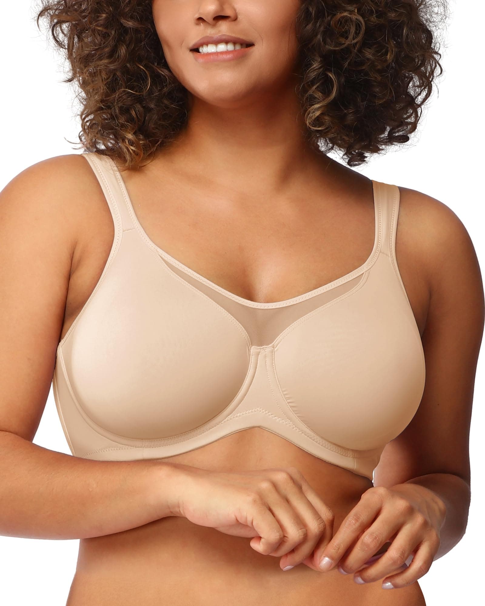Minimizer Bras for Women Plus Size, Full Coverage Coolcomfort T Shirt Unlined Bra with Underwire for Heavy Breast