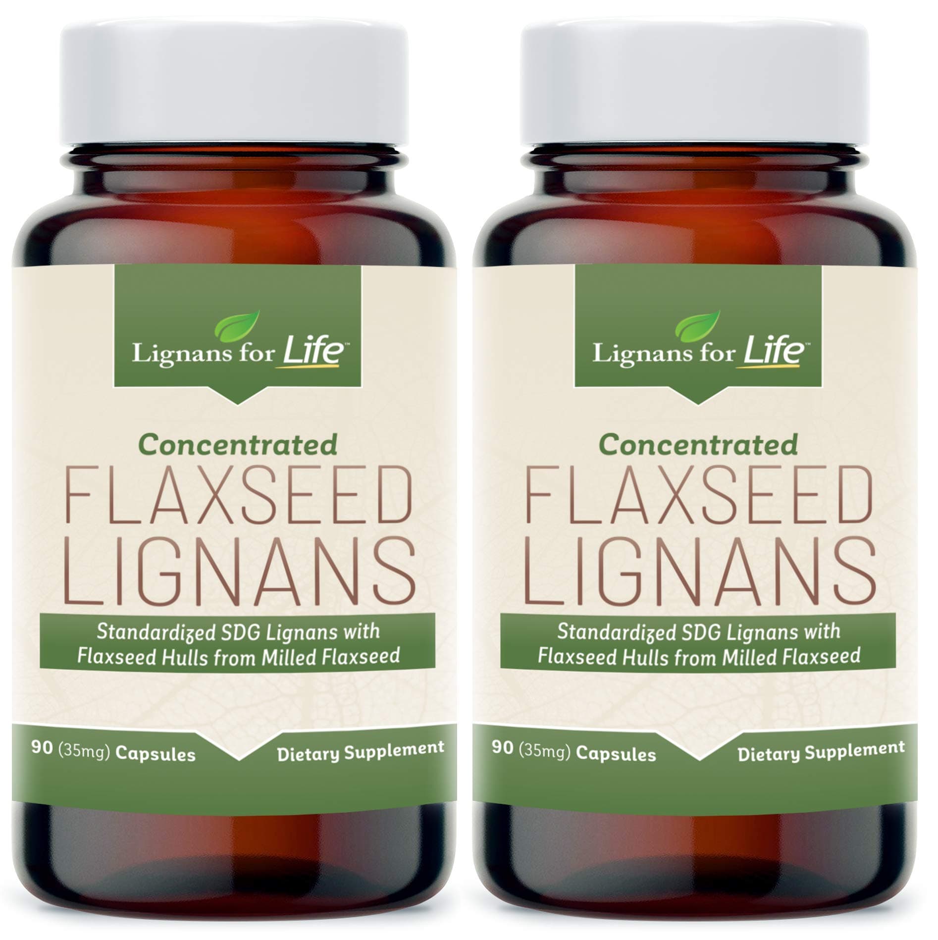 Lignans For Life Flaxseed Lignans for Dogs + SDG - Omega 3 Fatty Acids, High Fiber Antioxidants Helps Improve Shiny Coat, Digestive & Heart Health Lignans, 35mg, 90 Flaxseed Capsules, 2 Pack
