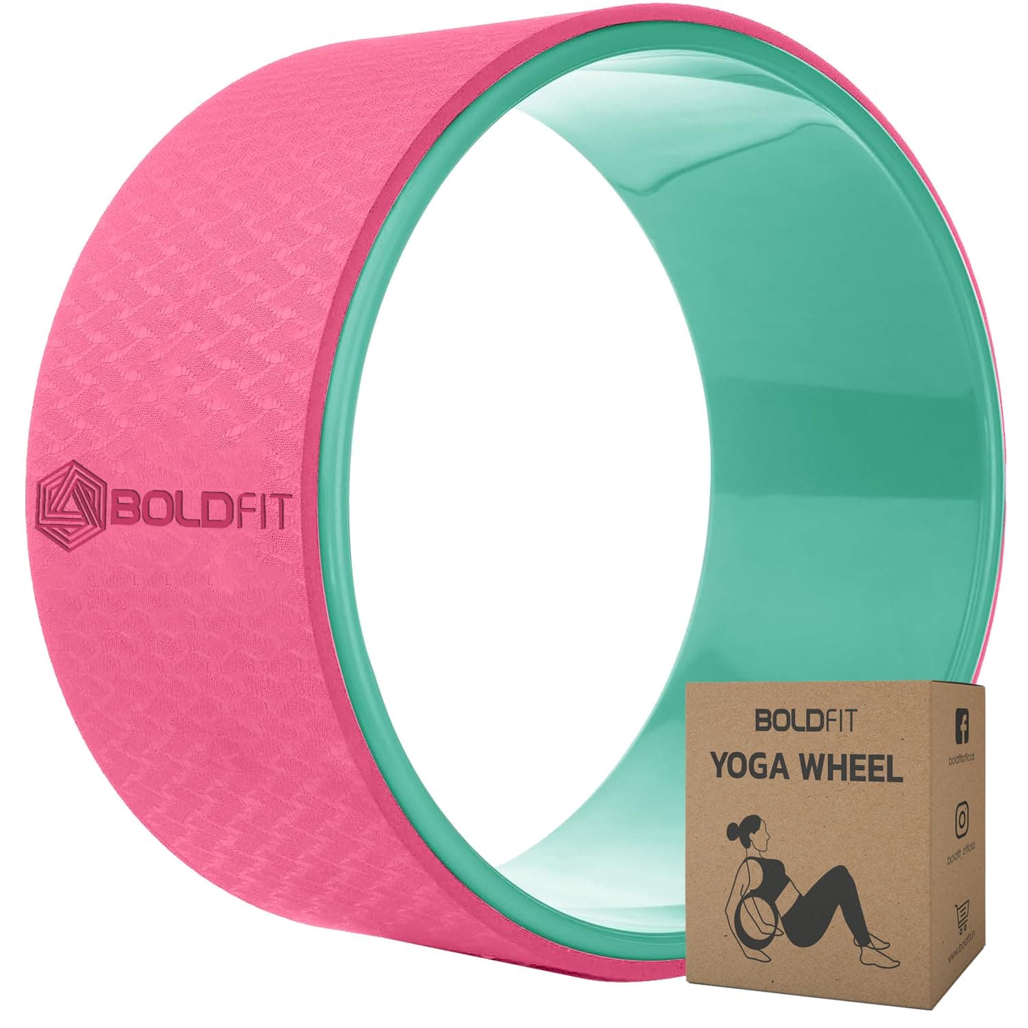 Boldfit Yoga Wheel For Stretching for Back Bends, Exercise, Workout, Accessories for Women & Men Exercise Roller Equipment for Home Workout, Yoga Chirp Wheel - 12Inch