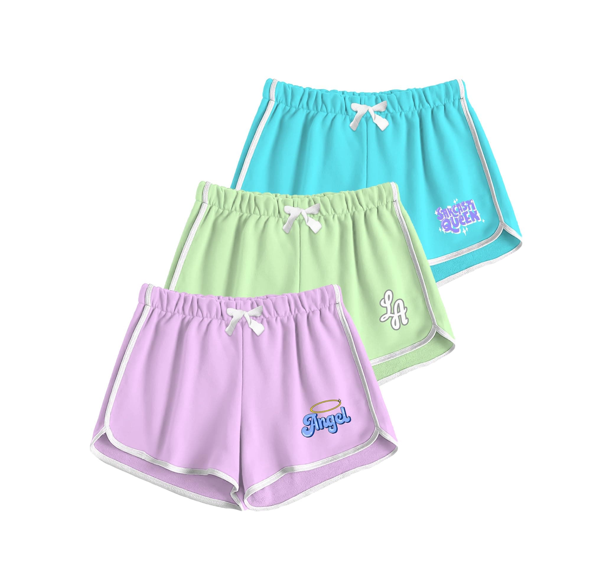KYDA KIDSGirls 100% Cotton Printed Regular Fit Shorts - Multicolor (Pack of 3)
