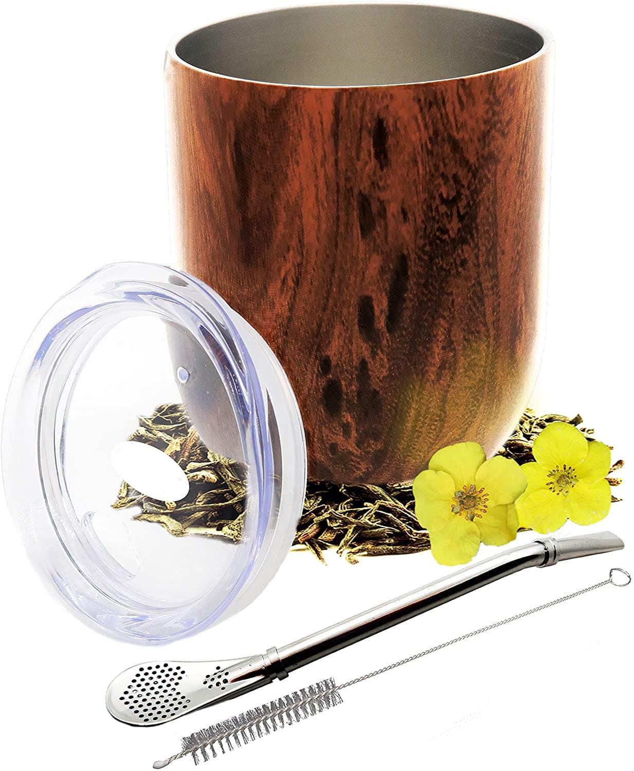 COLIBYOU Mate Gourd - 12oz Yerba Mate Cup With BPA Free Cover Lid (Mate Gourd And Bombilla Set with Gift)