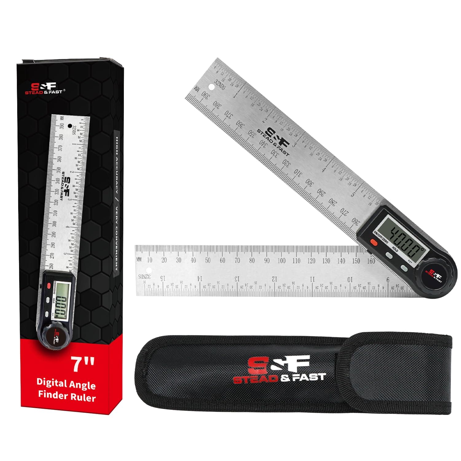 - Digital Angle Finder Tool for Woodworking 7 inch / 200 mm, Stainless Steel with Case, Digital Protractor Angle Finder for Measurement by S&F STEAD & FAST