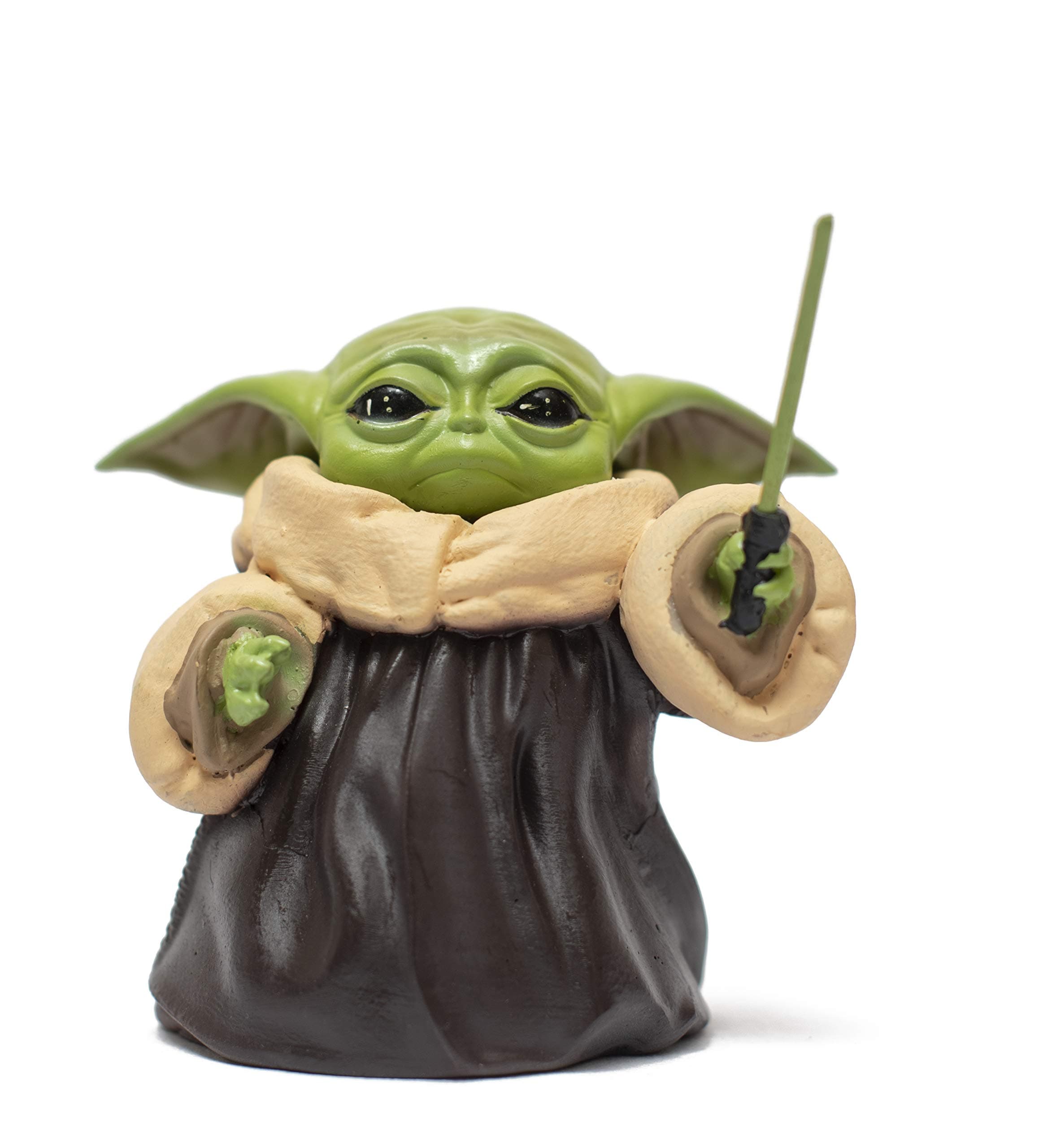 - Handmade Baby Yoda with Lightsaber Figurine, Star Wars Collectible Action Figure, Marvel Crossover Tabletop Decor, Cute Yoda Statue for Fans & Kids, 13 x 9 x 8 cm Giftable Display