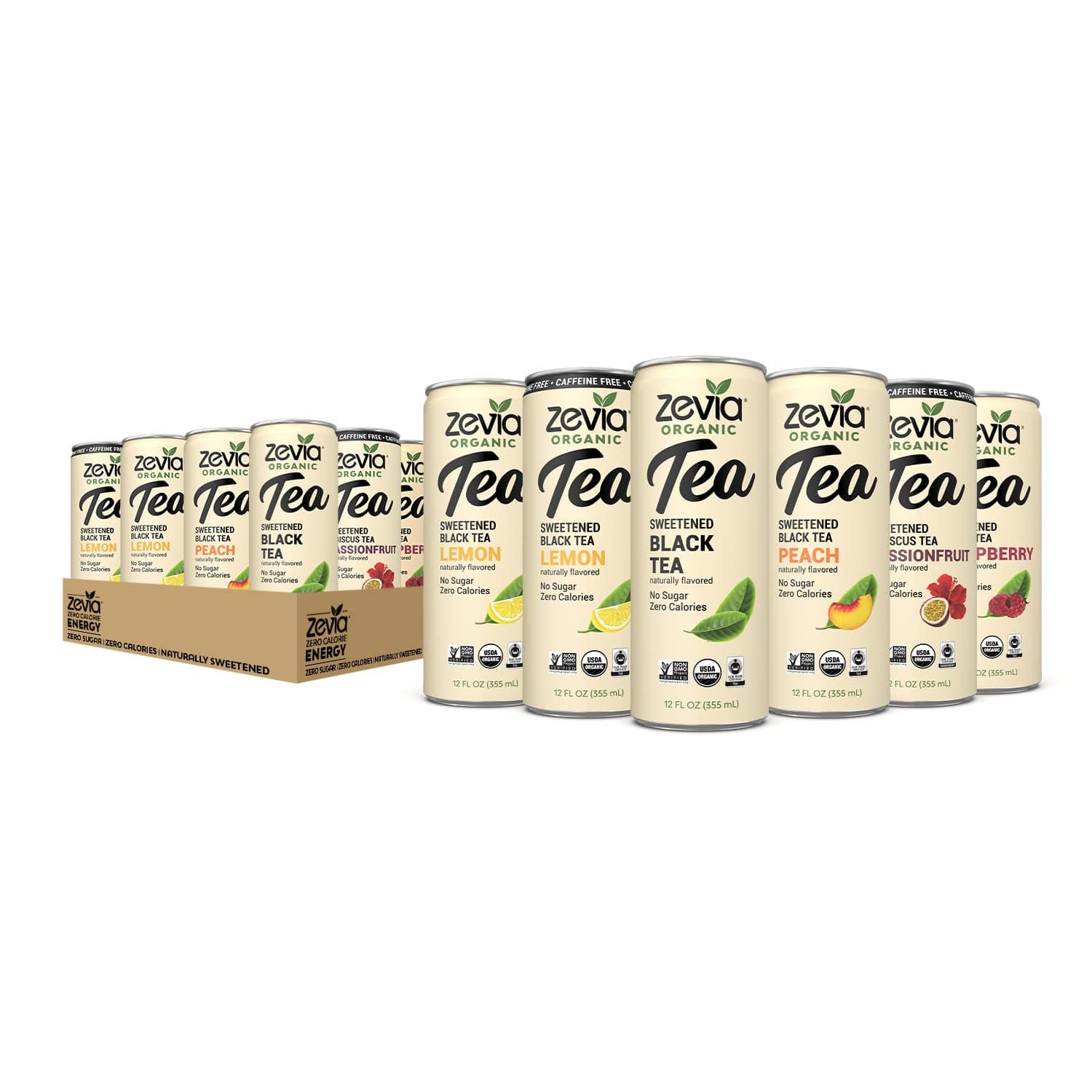 Zevia Organic Sugar Free Iced Tea, Sampler Pack, 12 Ounce Cans (Pack of 12)