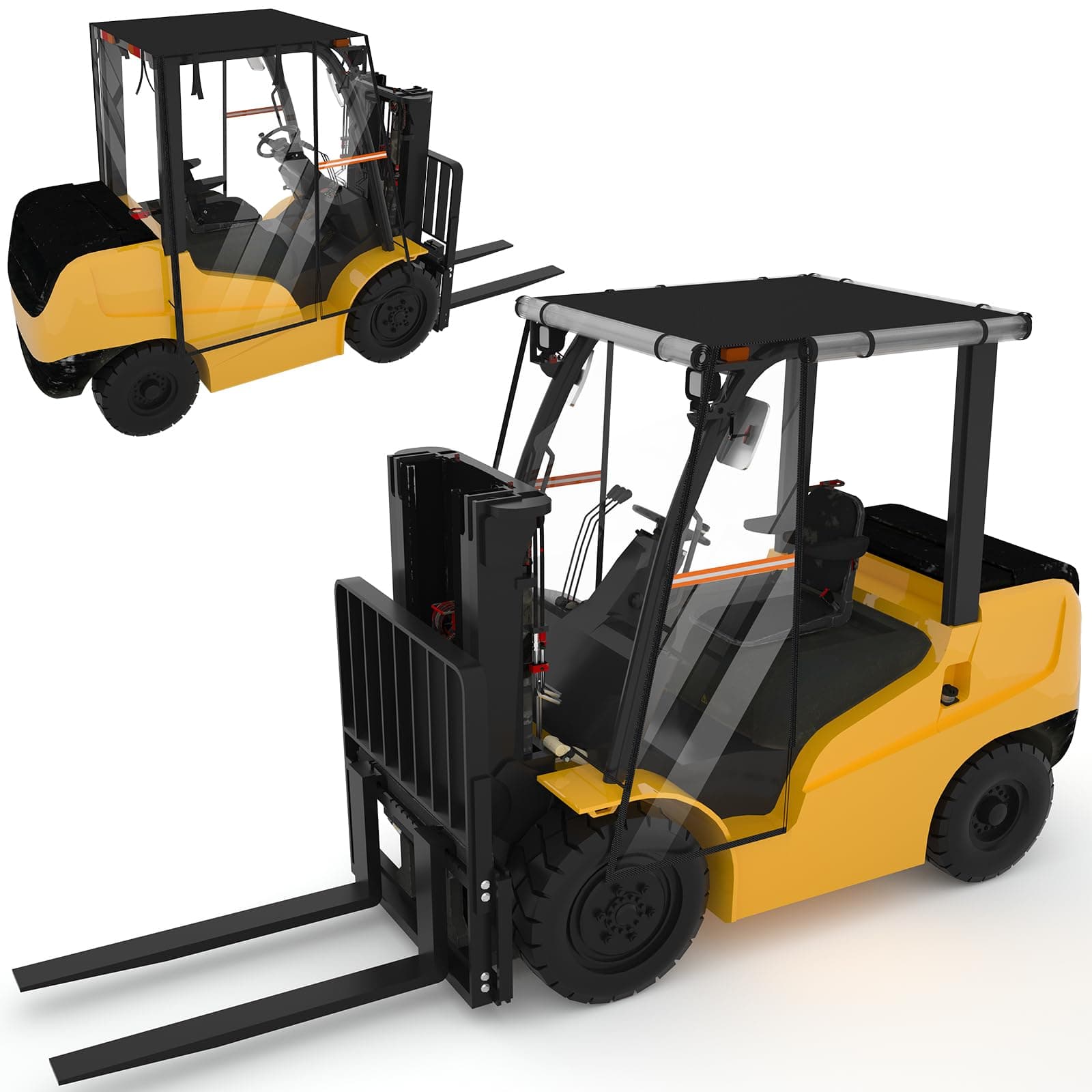 NiwNiw Clear Forklift Cover,Universal 600D Oxford EVA Transparent Sun Rainproof Waterproof UV-Proof All Weather Fork Lift Truck Cap Accessories for Forklifts Capacity Up to 6000 Lbs