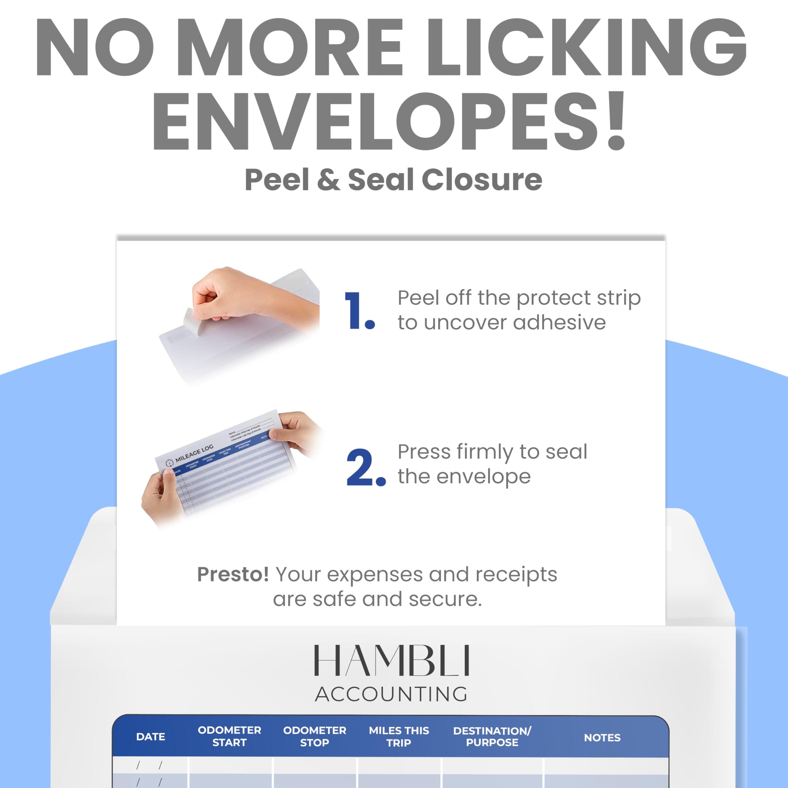 Extra Large Receipt Envelope & Receipts Organizer (Pack of 18) - Efficiently Manage Business Expenses & Log Mileage Trips - 32.3 cm × 22.9 cm, Blue Color- Business Ledger for Small Business