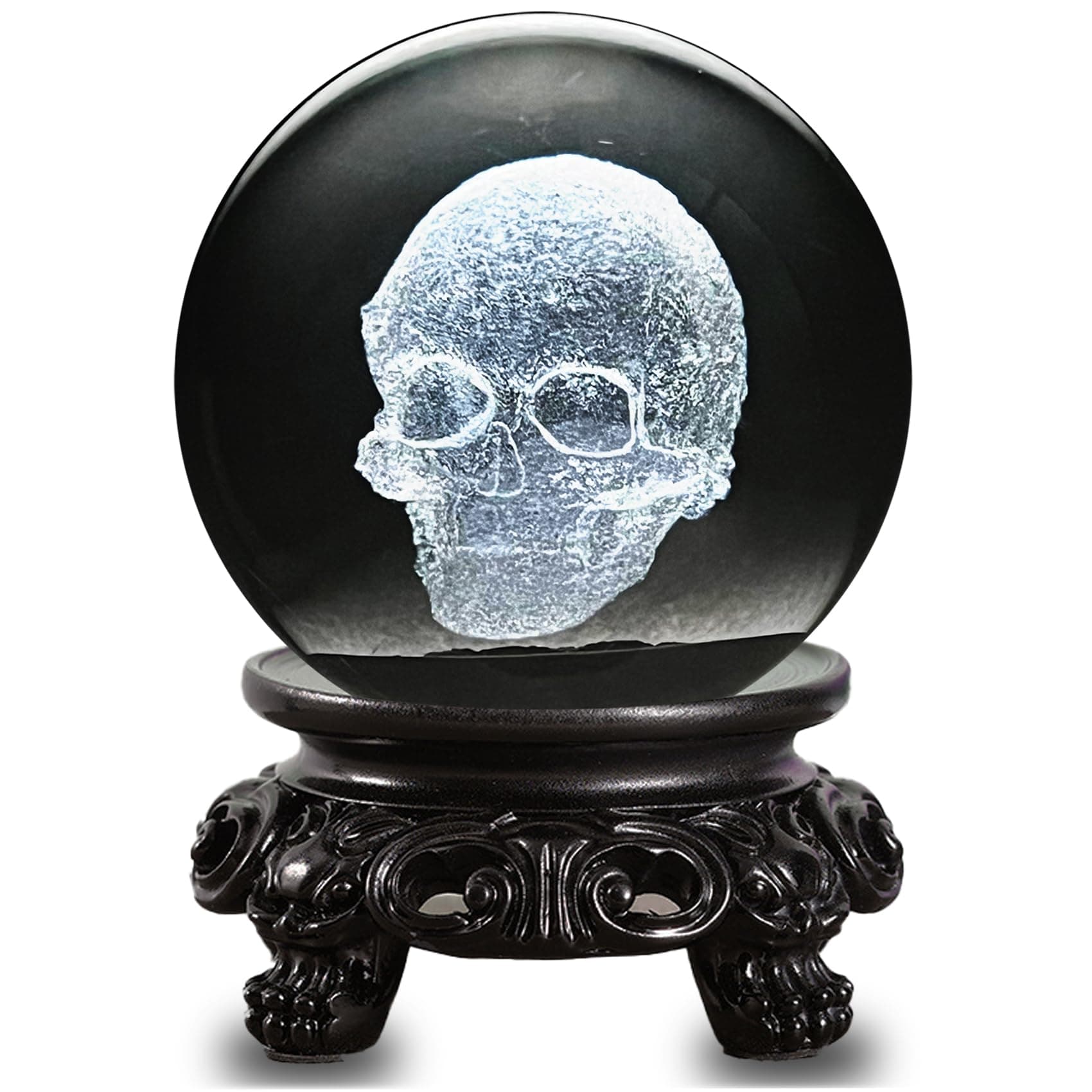Doguiei Gothic Home Decor Crystal Glass Skull Figurine 3D Laser Etched Crystal Animal Ornaments Art for Goth Gifts 60mm(2.4inch)
