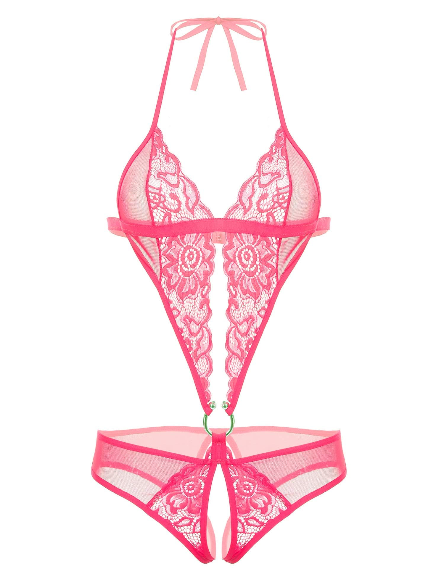 AvidloveWomen Deep V Lingerie Lace Teddy One Piece Babydoll Mini Bodysuit