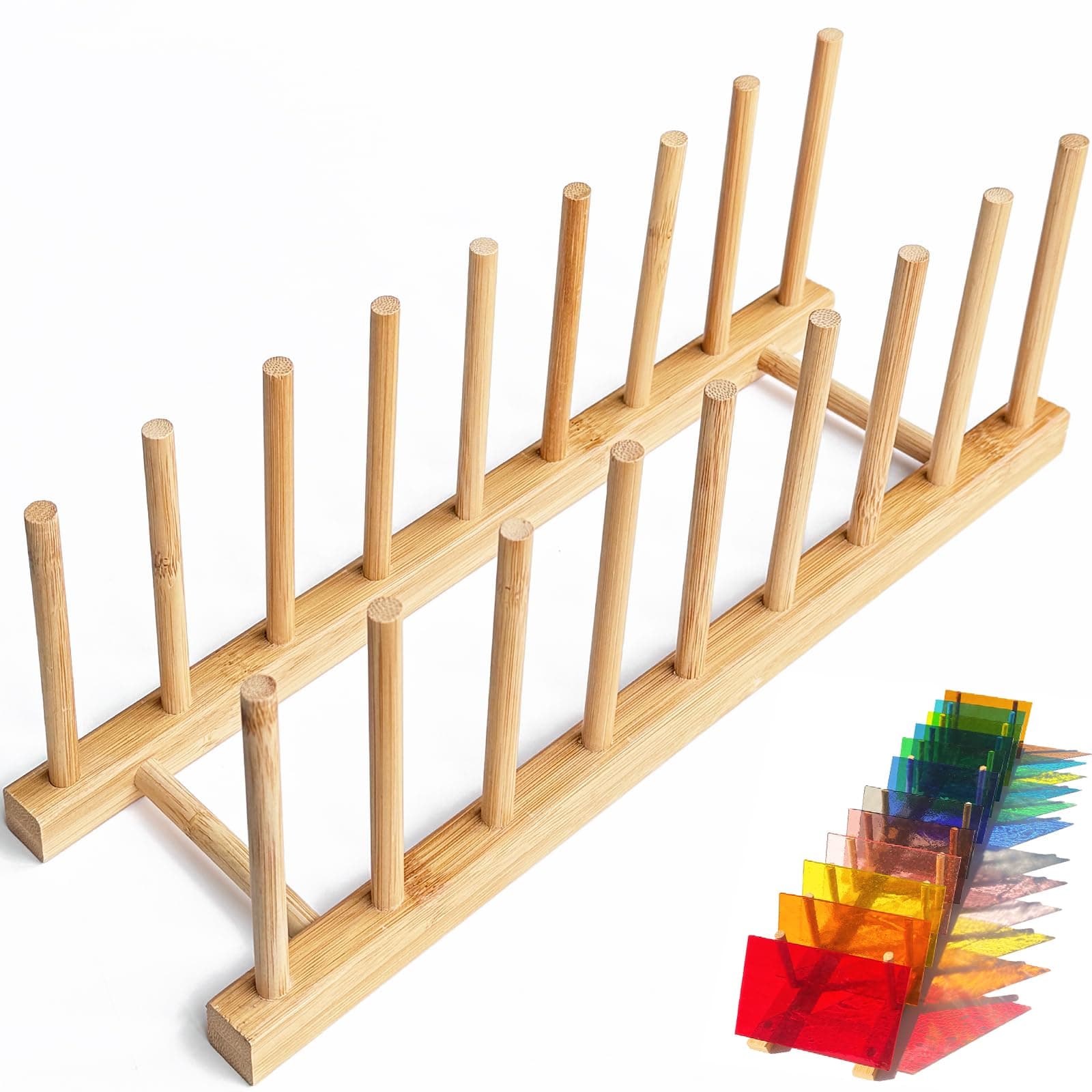 ILLUCKAI 8 Slots Organizer for Stained Glass Sheets Stained Glass Supplies Tools Stained Glass Storage Shelves Mosaic Glass Storage Racks (1Pack)