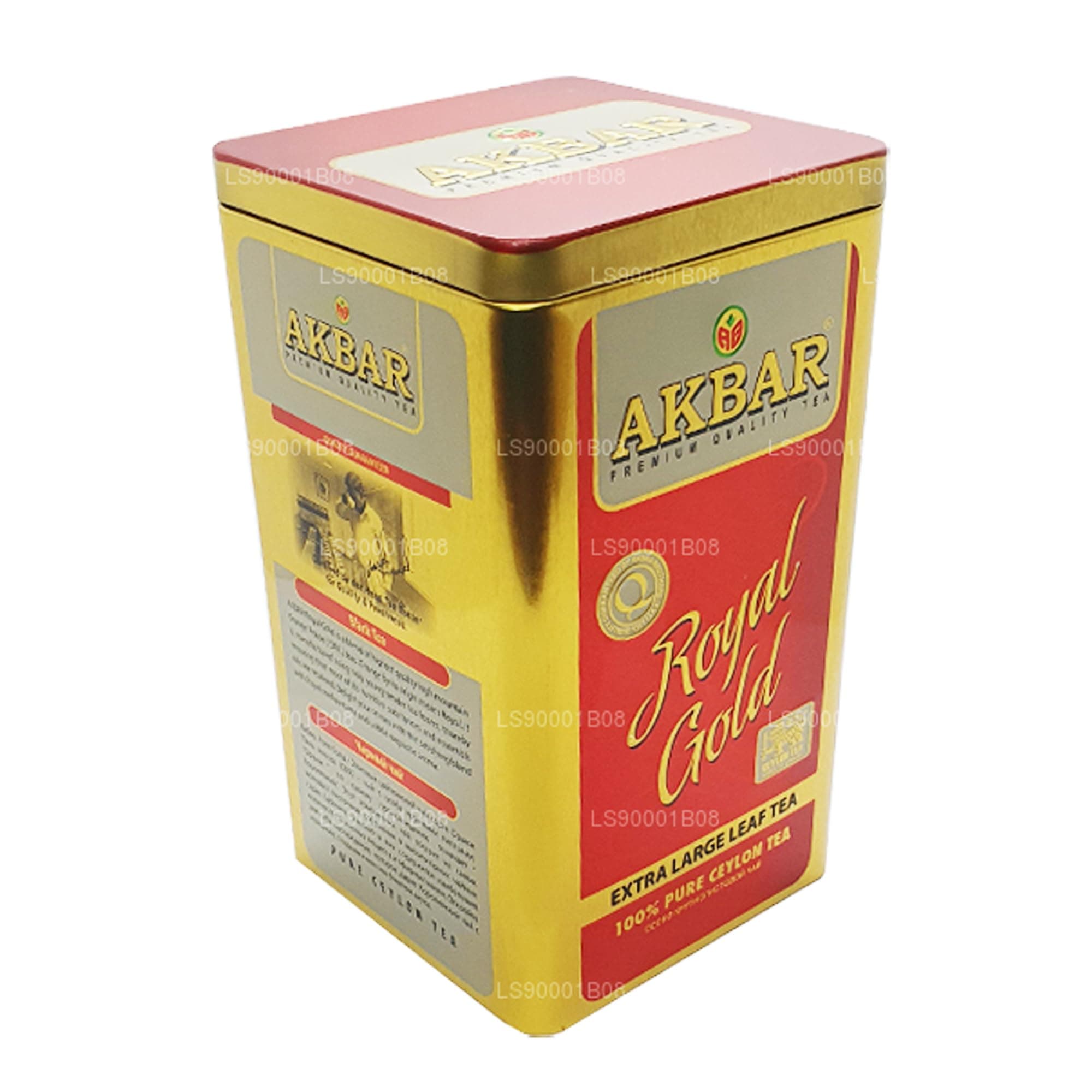 Akbar Royal Gold – Big Leaf OPA Ceylon Black Tea, Loose Leaf in Gold Tin, 250g | Smooth, Light Floral Aroma | Whole-Leaf Orange Pekoe A