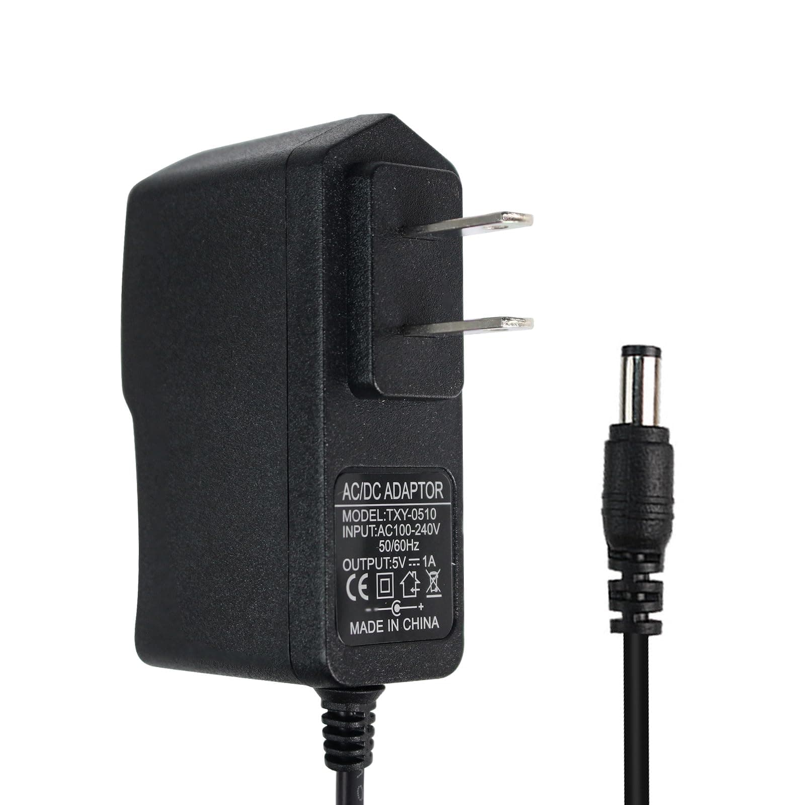 5V 1A DC Power Supply Cord, Max 5W Power Adapter Universal Wall Charger Plug, AC 100-240V to DC 5V 1A 5W, 5.5 * 2.5mm Jack Replacement Power Cord Cable
