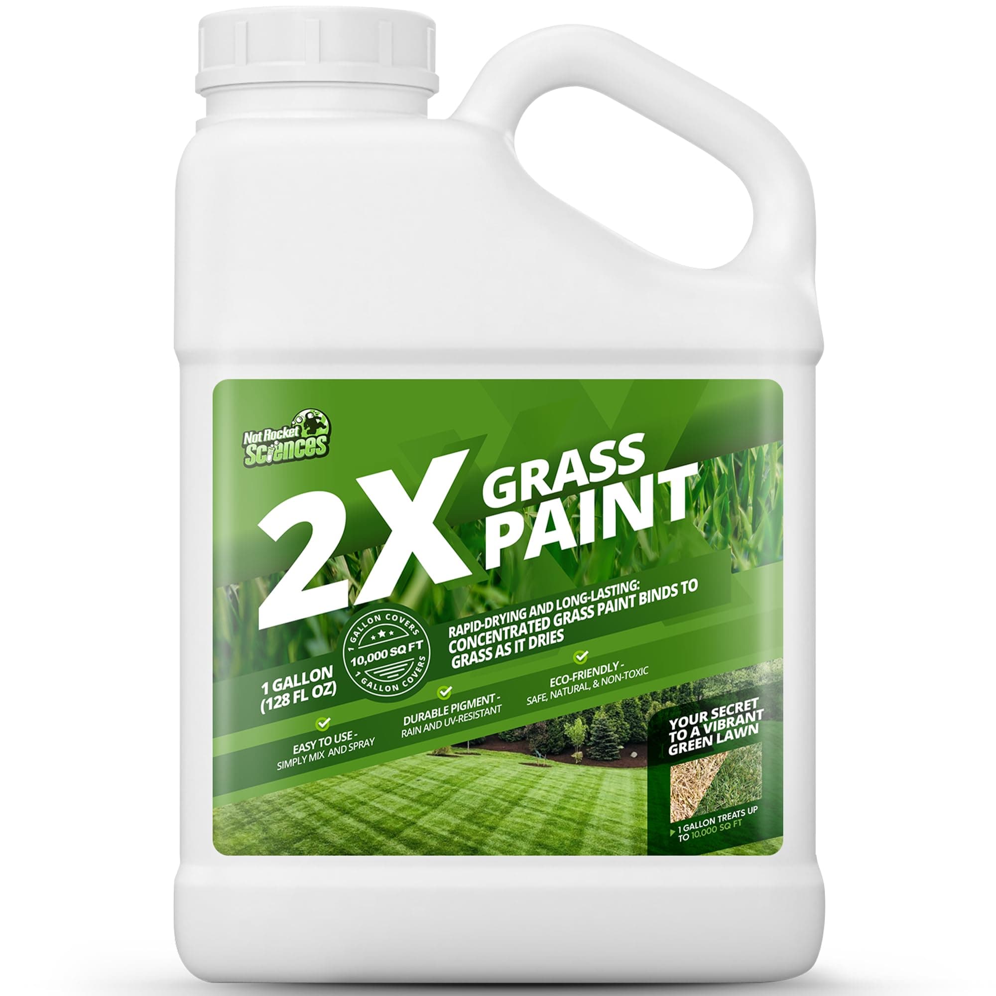 2X Green Grass Paint for Lawn, Ideal Turf Paint for Grass & Green Lawn Paint to Renew Discolored Lawns, Concentrated Grass Spray Paint, Green Grass Lawn Spray for Vibrant, Green Lawns, 1 Gallon
