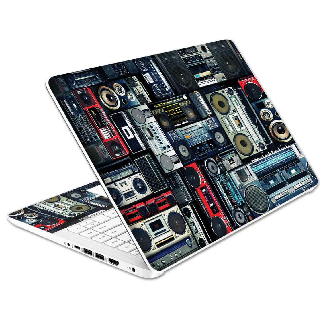 HK Studio Laptop Skin Decal Specific Fit for HP 14" with No Cutting Required, No Bubble, Waterproof, Scratch Resistant, Vintage Radio Design - Including Wide Screen and Full Wrist Pad Skin