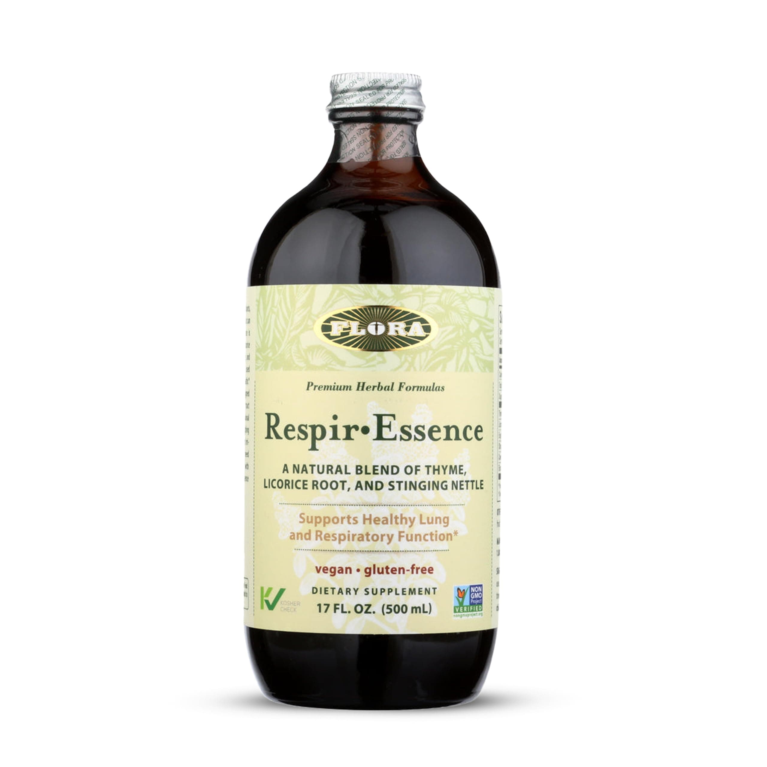 Respir-Essence Natural Lung & Breath Aid, Natural Blend of Thyme, Licorice Root and Stinging Nettle, Vegan and Gluten-Free, 17-fl. oz. Glass Bottle
