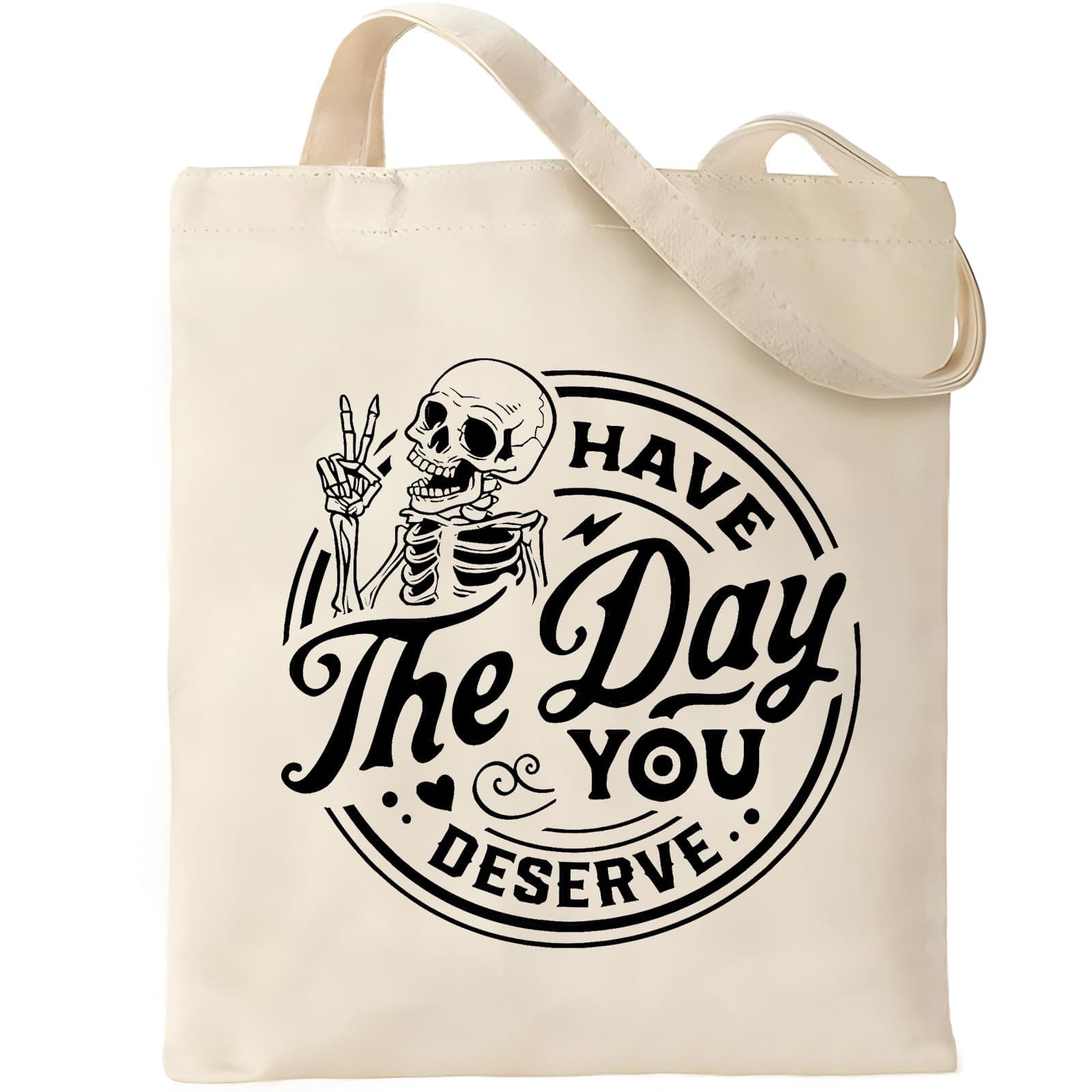 Witchy Canvas Tote Bag & Spooky Gifts for Women - Aesthetic Skull Goth Gifts, Cute Skeleton Reusable Grocery Bag with Inner Pocket for Shopping