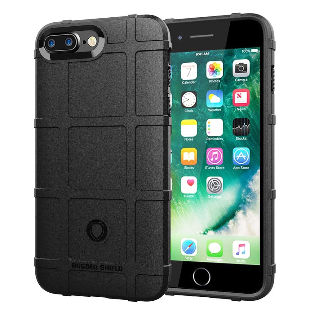 LABILUS iPhone 8 Plus case, iPhone 7 Plus case, (Rugged Shield Series) TPU Thick Solid Armor Tactical Protective Cover Case for iPhone 8 Plus(2017), 7 Plus(2016) - Dark Black