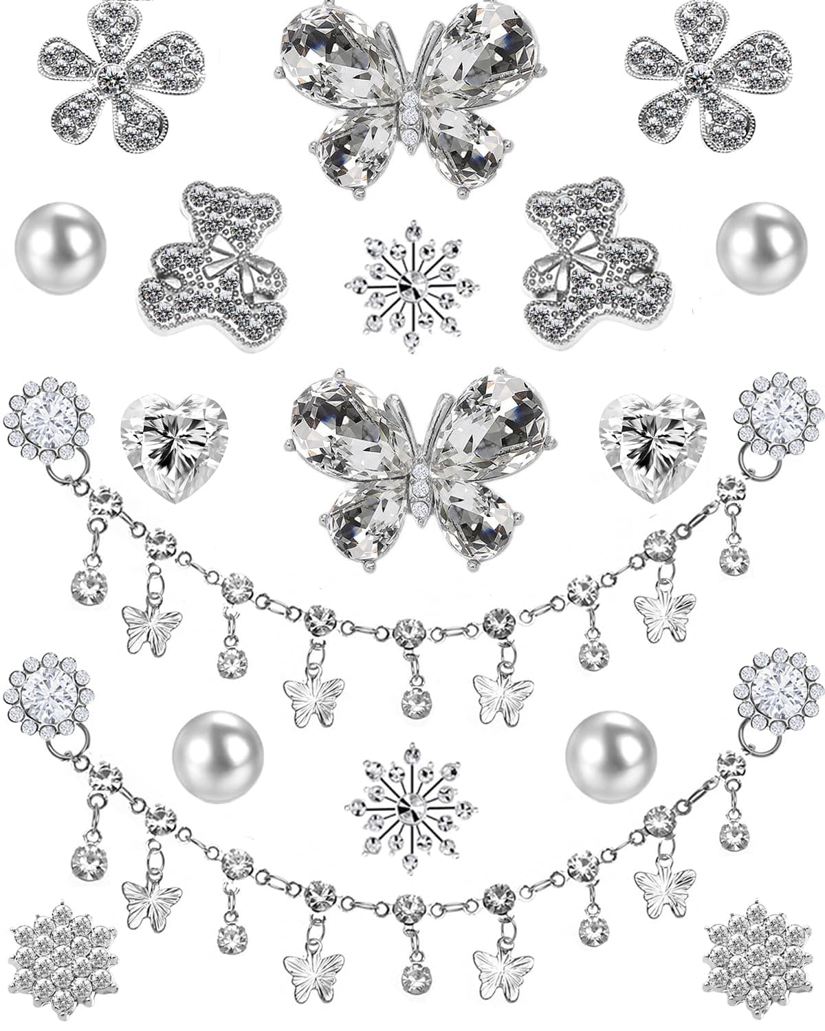 Rhinestone Bling Shoe Charms Designer Jewelry Accessories for Women Girls Luxury Rhinestone Butterfly Jewelry Shoe Decoration with Bling Girly Chains Fashion for Party Favors Birthday Gifts