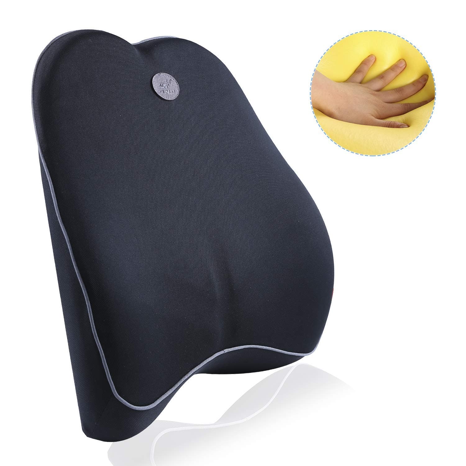 YTT Back Supports, Ergonomic Back Cushion Memory Foam Relieves Sciatica Pain, Orthopedic Backrest for Car Seat, Home, Office Chair - Black