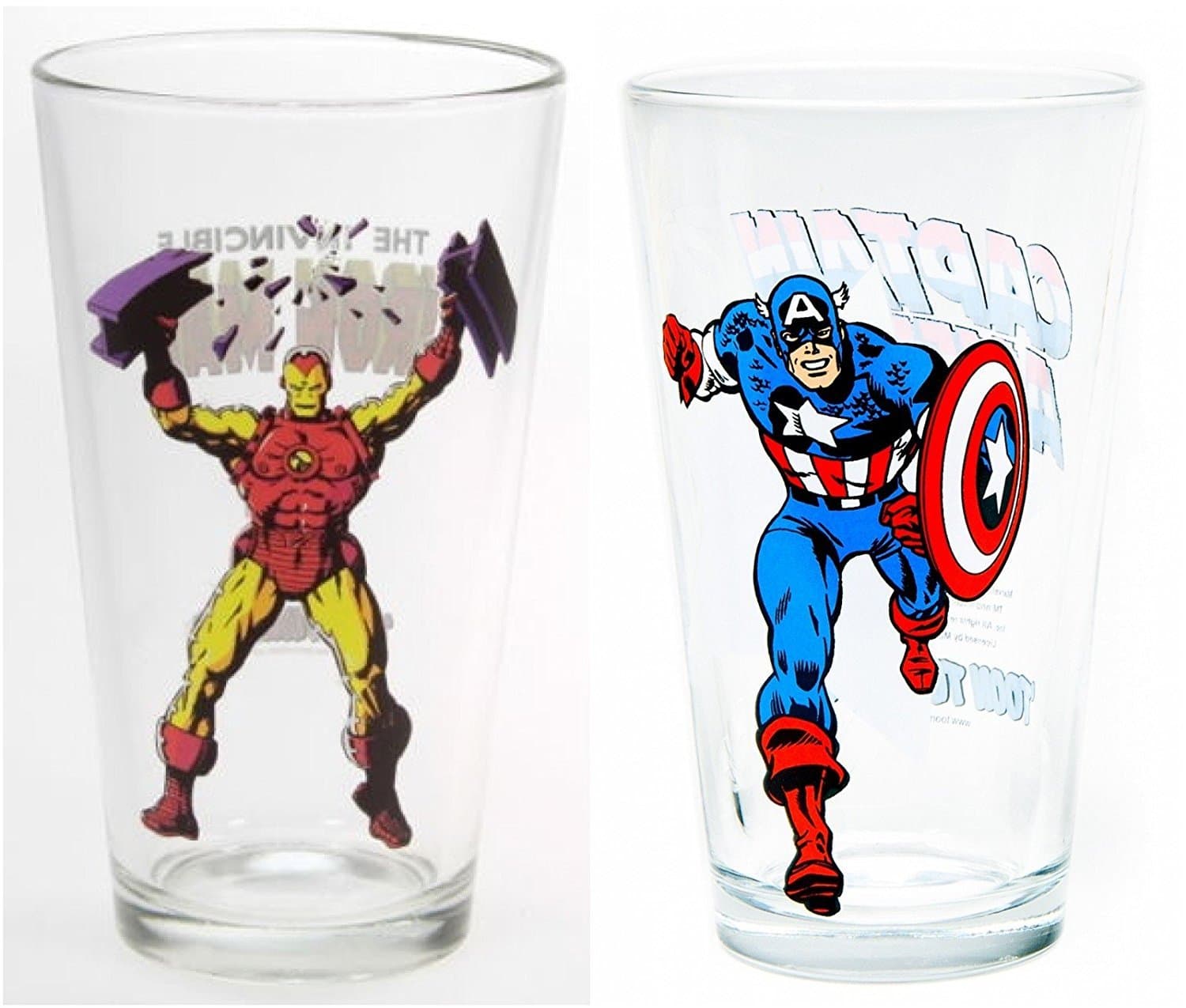 Marvel Comics"The Avengers" 16-oz. Pint Glass Set (Iron Man & Captain America)