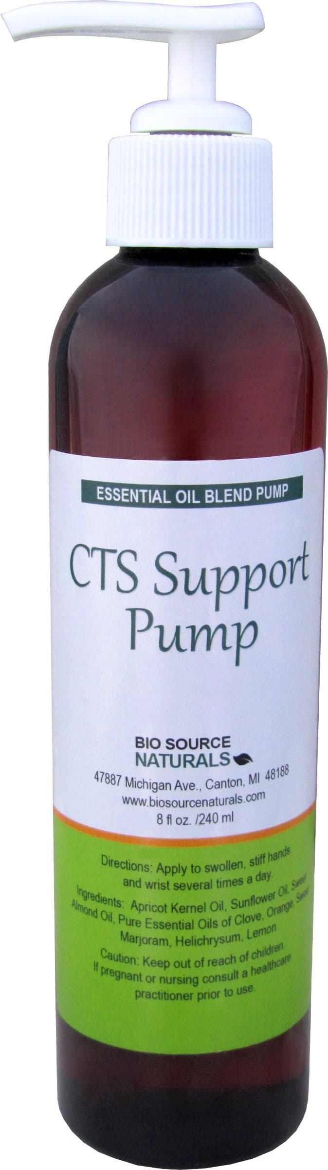 CTS Essential Oil Blend Support Pump 8 Fl. Oz / 240 Ml with Essential Oils of Helichrysum, Clove, Orange, Sweet Marjoram, Lemon in Plant Oils of Apricot Kernel Oil, Sweet Almond Oil, Sunflower Oil