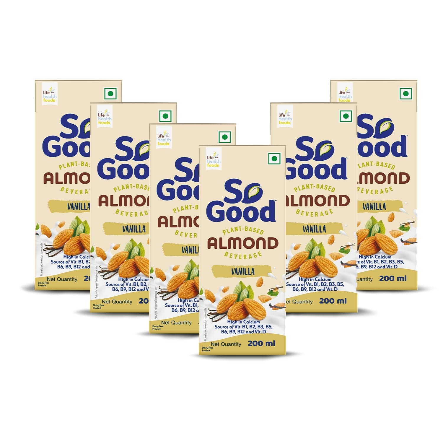 So Good Almond Vanilla Plant Based Beverage 1200ml (6 x 200ml) (Vegan/Milk Alternative)