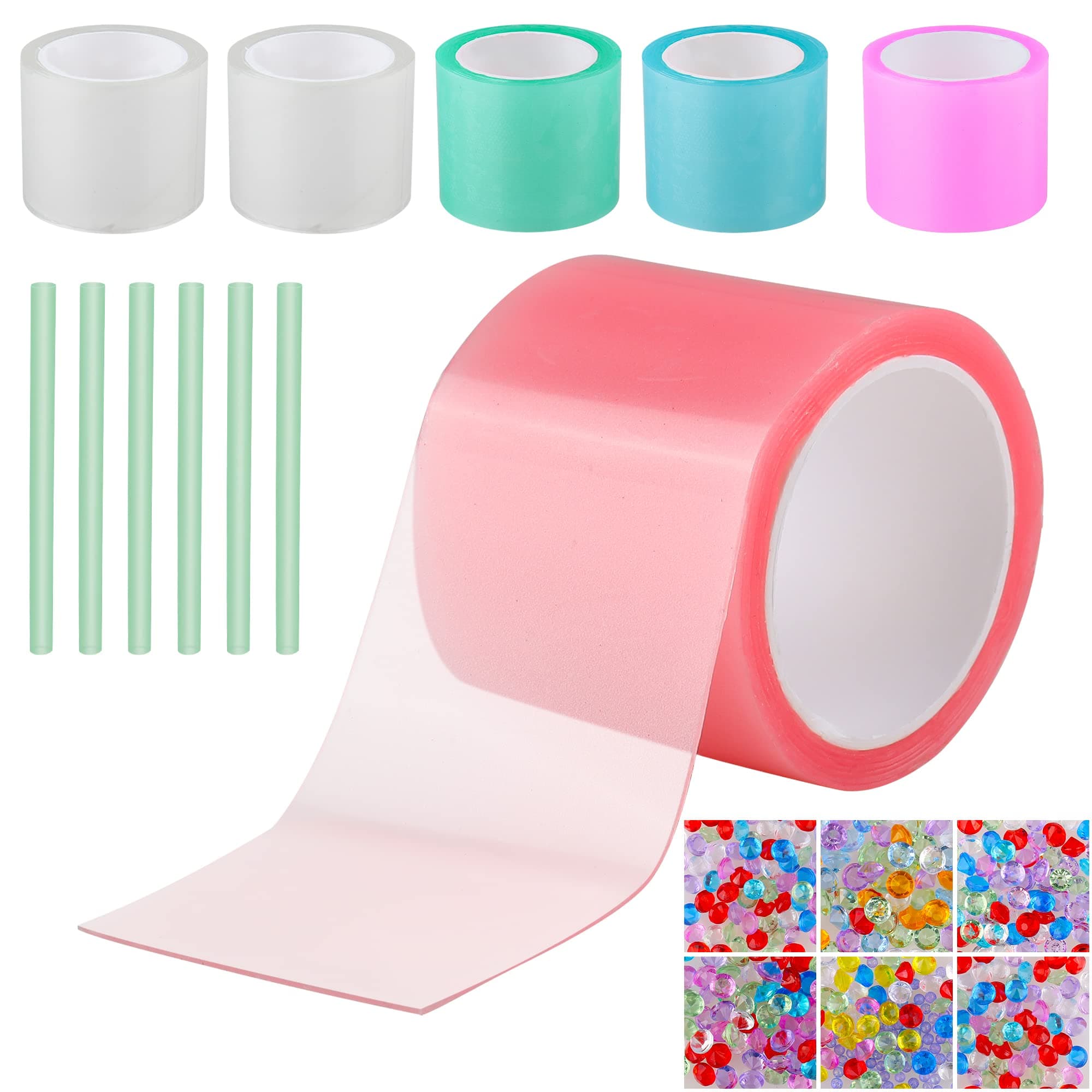 Nano Tape for Bubble Kit - 6pcs Colorful Double Sided Elastic Tape for Balloon Decorating and Crafting
