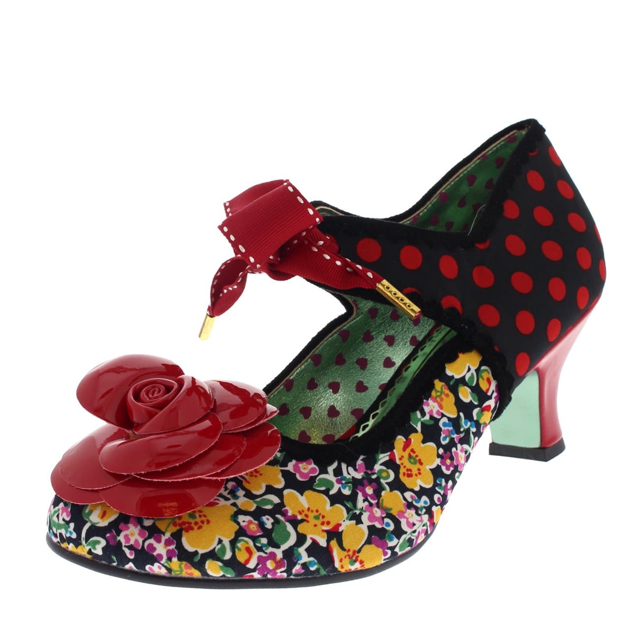 Womens Poetic Licence Summer Sands Polka Dot Court Shoes Kitten Heel