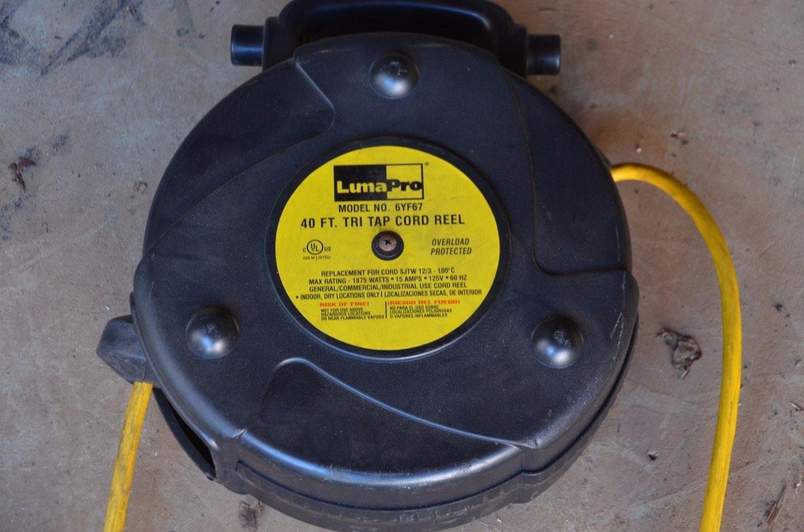 LumaPro 6YF67 Cord Reel, 40 Ft