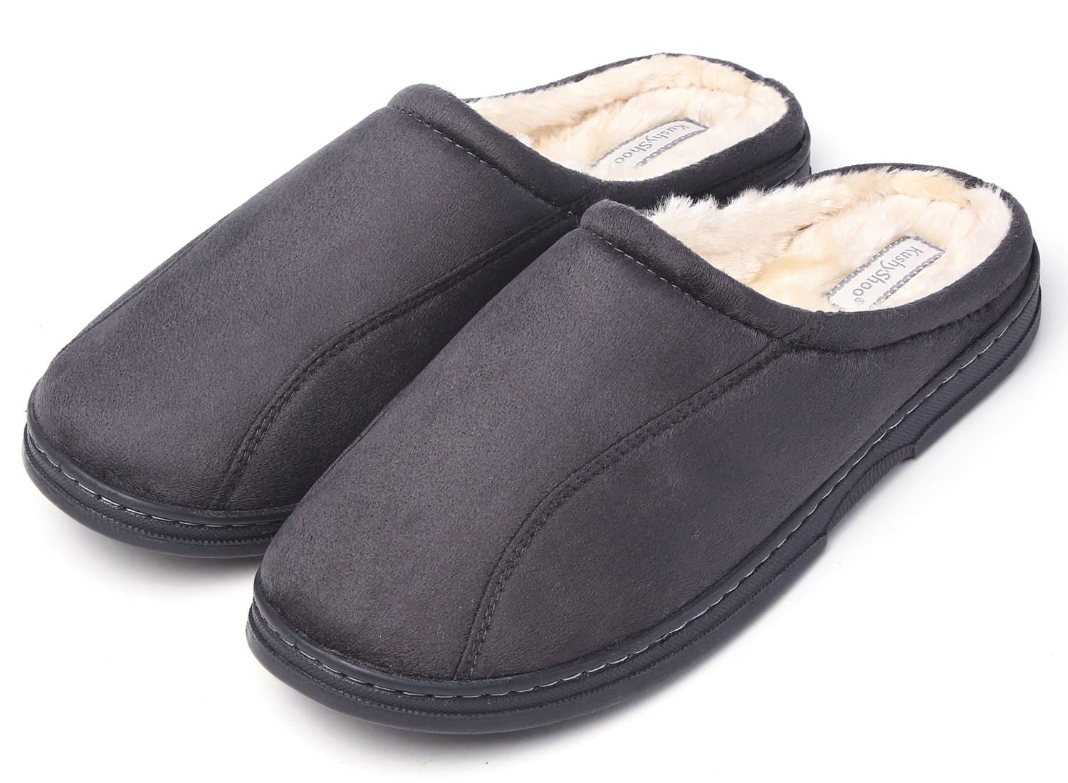 KushyShoo Mens Slippers, Indoor Outdoor Slipper for Men, Cozy Clog House Slippers, Grey, Size 13