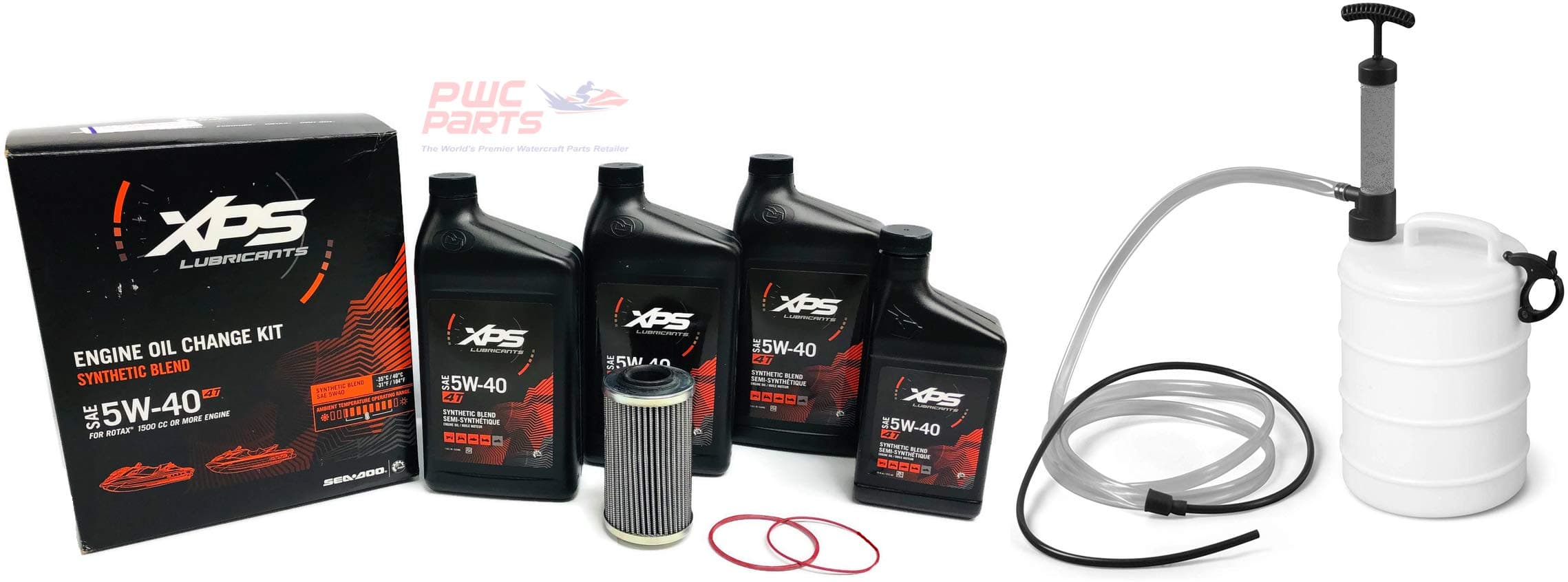 SeaDoo ACE 1630 300HP 2016+ RXT-X RXP-X GTX/Ltd 300 Oil Change Maintenance Kit with PWCParts 7L 7 Liter Oil Extractor Pump