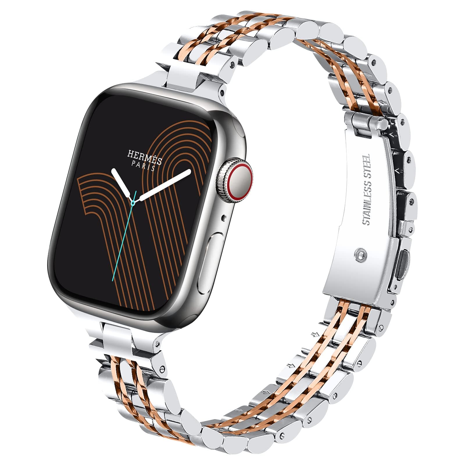 OULUCCI Compatible with Apple Watch Band 41mm 40mm 38mm, Slim Stainless Steel Metal Replacement Adjustable Business/Sport Wristband Bracelet Strap for iWatch Series 7 6 SE 5 4 3 2 1