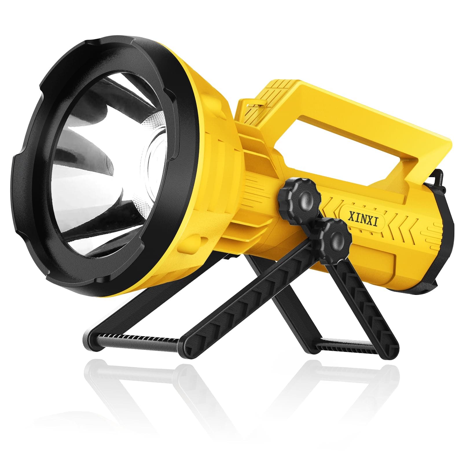 XINXI 550 Yards Rechargeable Spotlight Flashlight, 12Hr Long Running Hunting Spot Light, 10000 High Lumens Searchlight,IP67 Waterproof Handheld Spotlight with Adjustable Stand&Red Lens