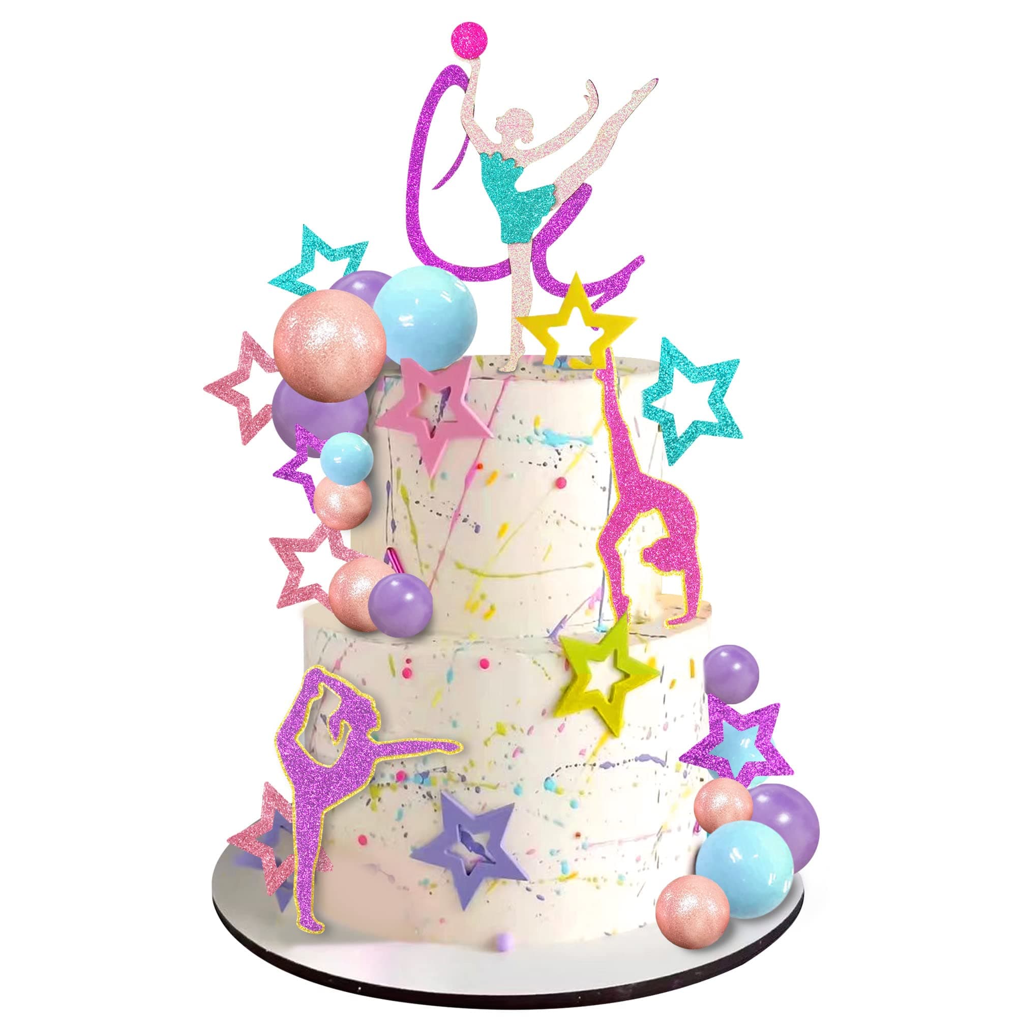 27 PCS Gymnastics Cake Toppers Gymnastics Balls Cake Decorations for Gymnastic Theme Birthday Supplies (Gymnastic)