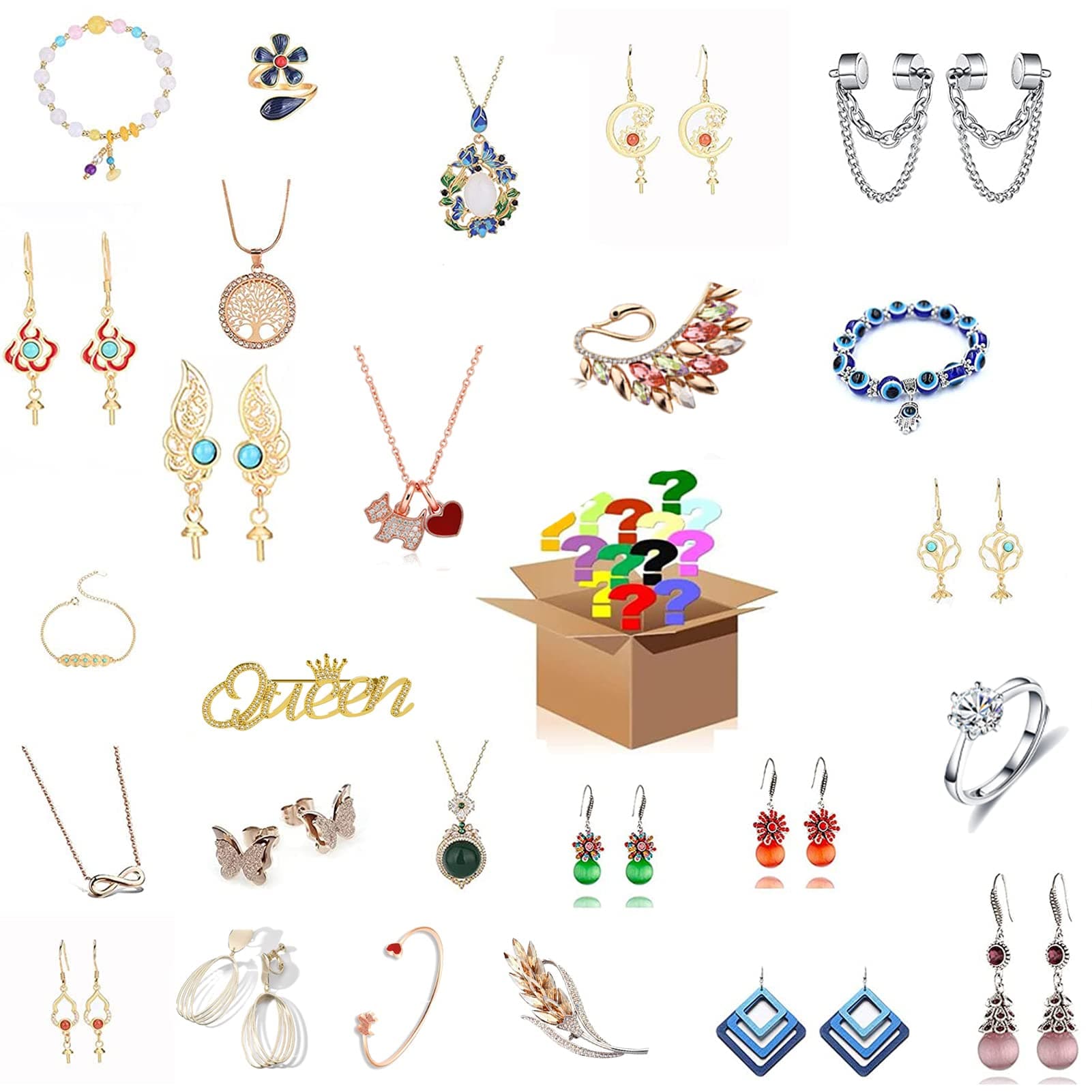 Mystery Lucky Box,jewelry Mystery Box,surprise Mystery Gift Box,contains Beautiful Jewelry, Necklaces,rings,earrings,bracelets