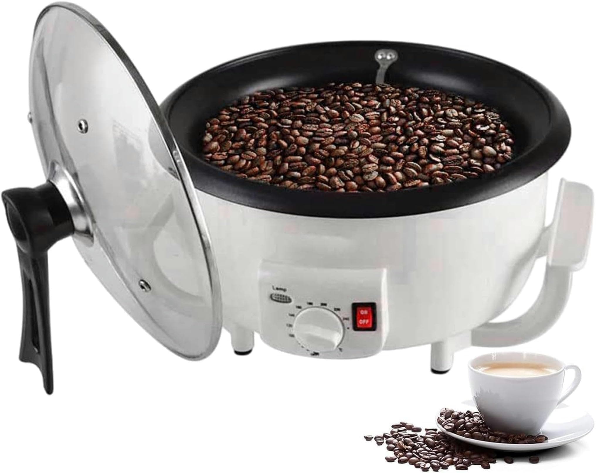 Wzglod Electric Nut Roaster, Household Coffee Bean Burner, Baking Quantity 300-350 G, Multifunctional Baking Machine for Baking Popcorn, Raw Beans, Tea, Peanuts, Sesame