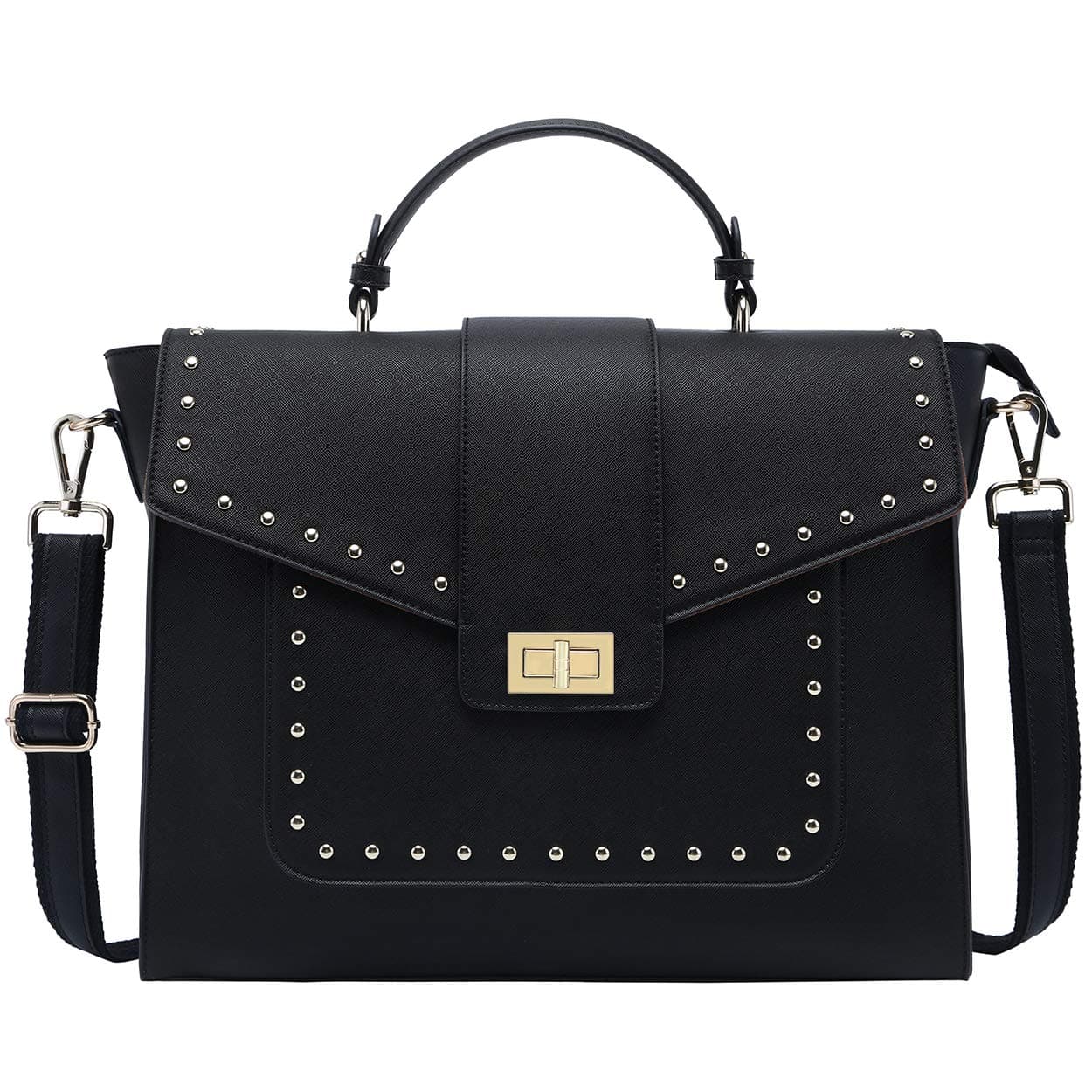 15.6 Inch Laptop-Briefcase-for-Women,Classic Black Work Bag Laptop-Messenger-Bag Satchel Computer-Bags,Perfect for Work Business Travel School,black