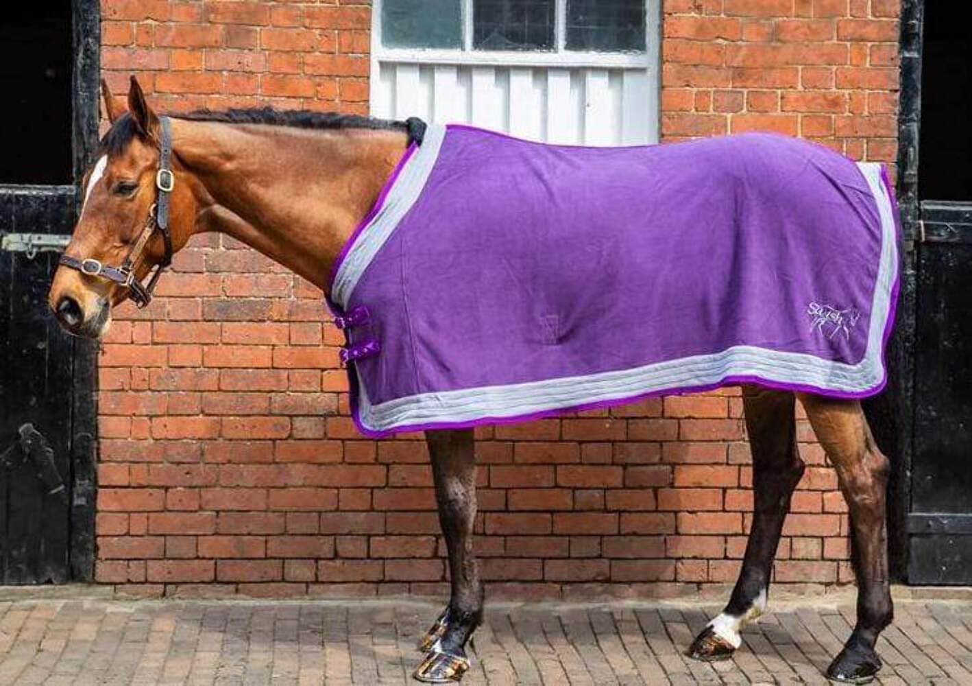 Swish Equestrian Fleece Horse Rug/Horse Fleece Travel Cooler Rug - Purple Horse Fleece Rug