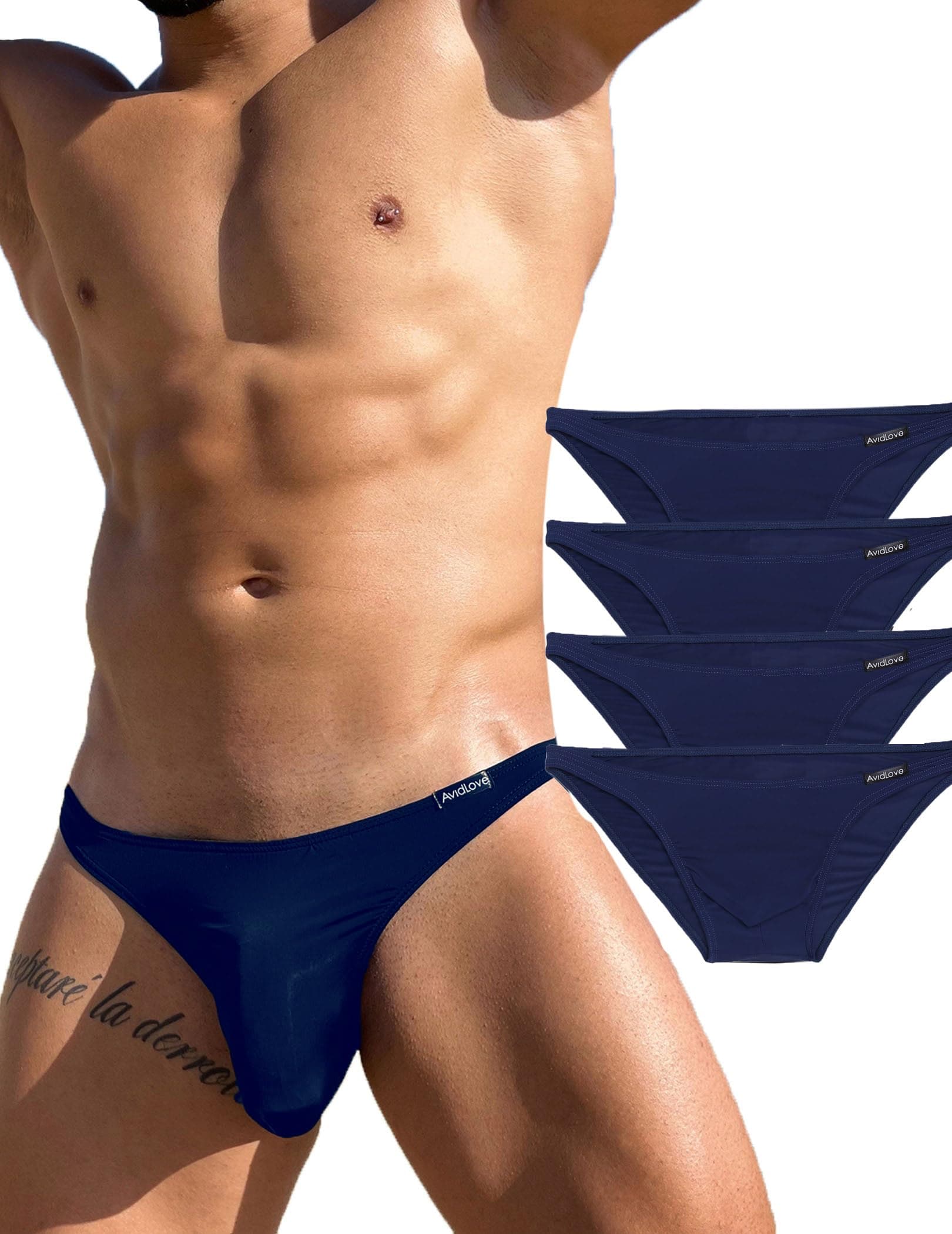 Underwear Men's 4 Pack Classic Low Rise Stretchy Hip Briefs Bikini
