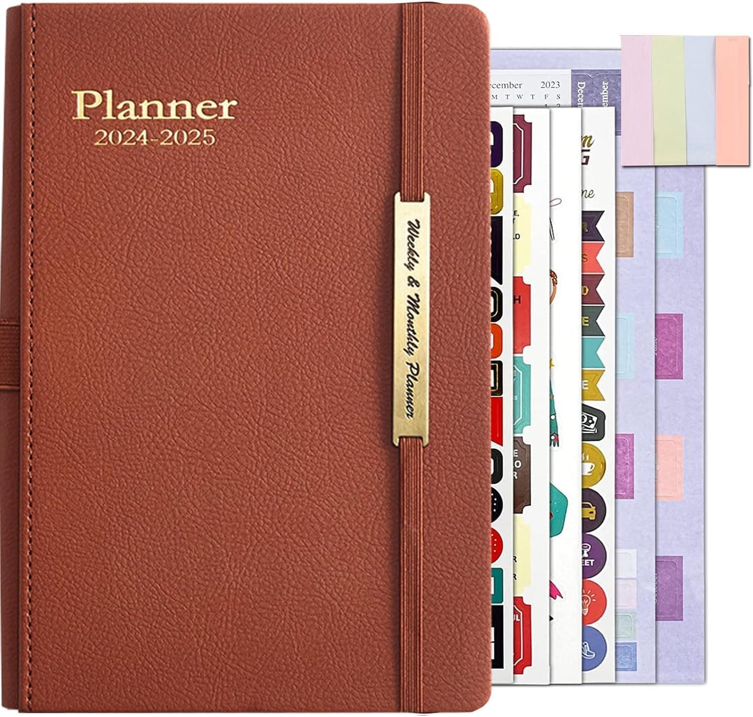 IS MUHE 2024 Leather Planner Weekly ,18 Months Calendar Book, 2024 Academic Planner From Jan. 2024-June 2025, 2024 Appointment Book,Daily Agenda,Yearly Teachers Planner 5.8 X 8.1"(Brown)