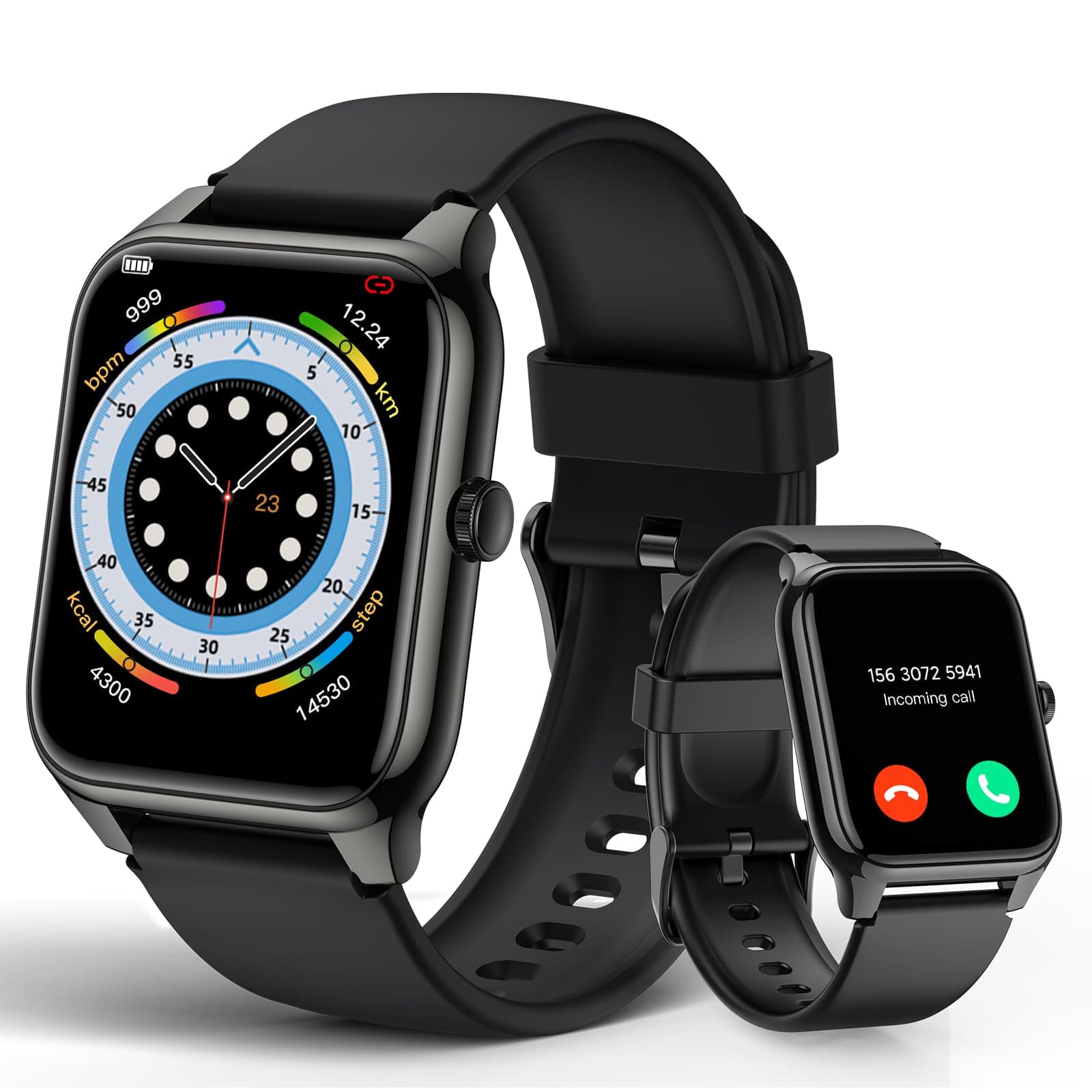 EGQINR Smart Watch, 1.78" AMOLED 368 * 448 HD Screen, 69 Sports Modes Fitness Tracker with Heart Rate, Blood Oxygen, Sleep, IP68 Waterproof Smartwatch with Bluetooth Call