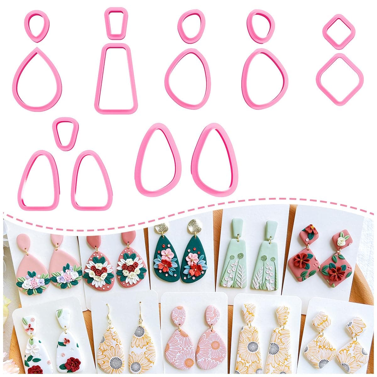 Keoker 15 Organic Shape Clay Cutters for Polymer Clay Jewelry, Polymer Clay Cutters for Clay Earrings Jewerlry Making (All)