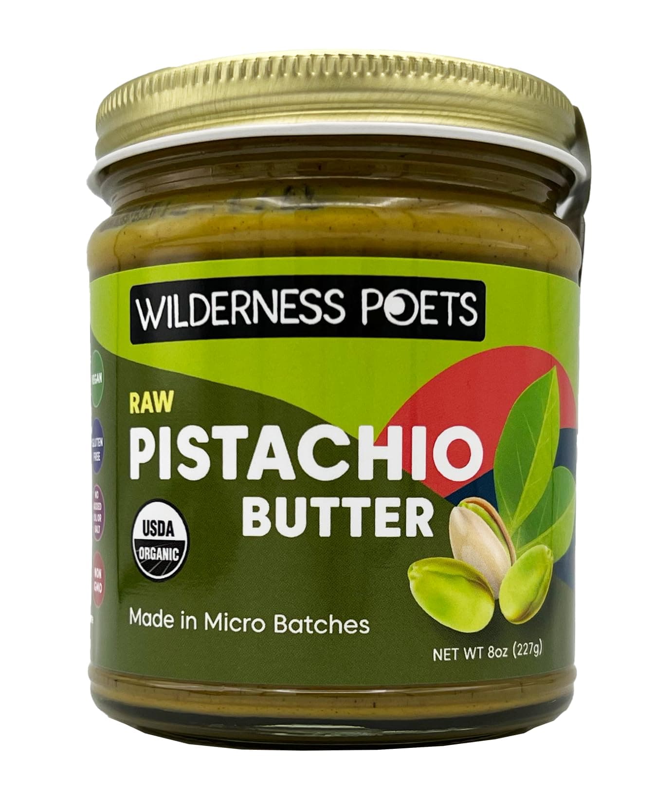 Pistachio Butter - Organic, Raw, 100% Pistachio - Glass Jar (8 Ounce) - Perfect for Dubai Chocolate Bar Desserts with Kataifi or Savory Creations - Unsweetened, California-Grown