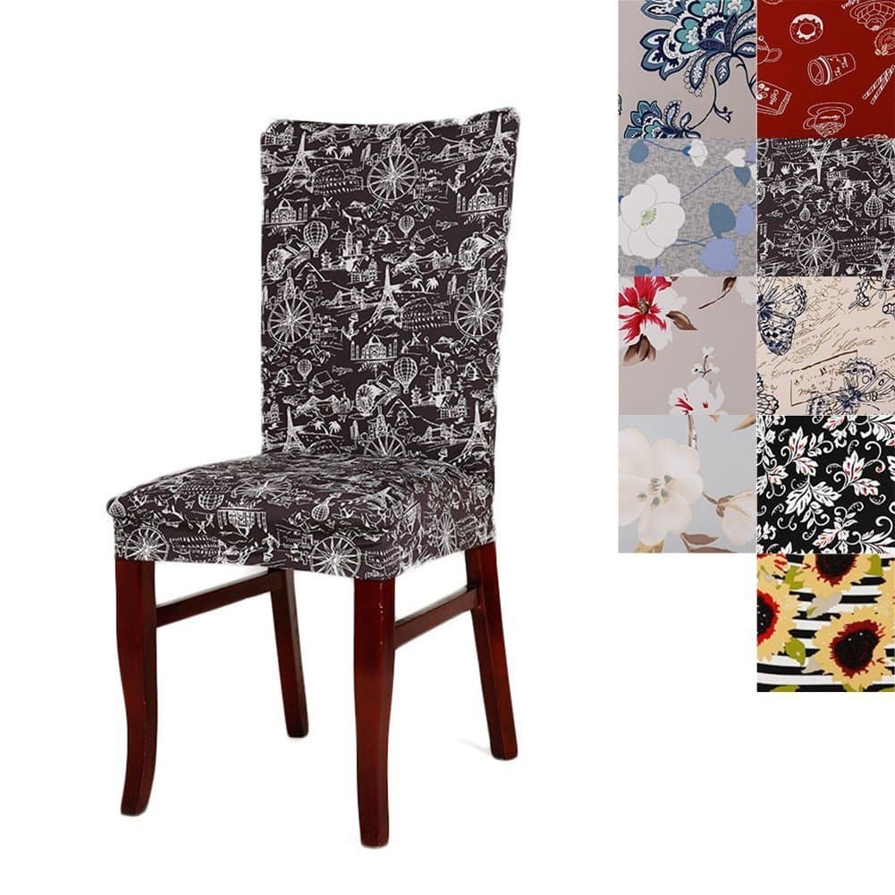 Super Fit Universal Stretch Dining Chair Covers, Removable Washable Slipcovers for Dining Room Chairs (Pack of 4, C)