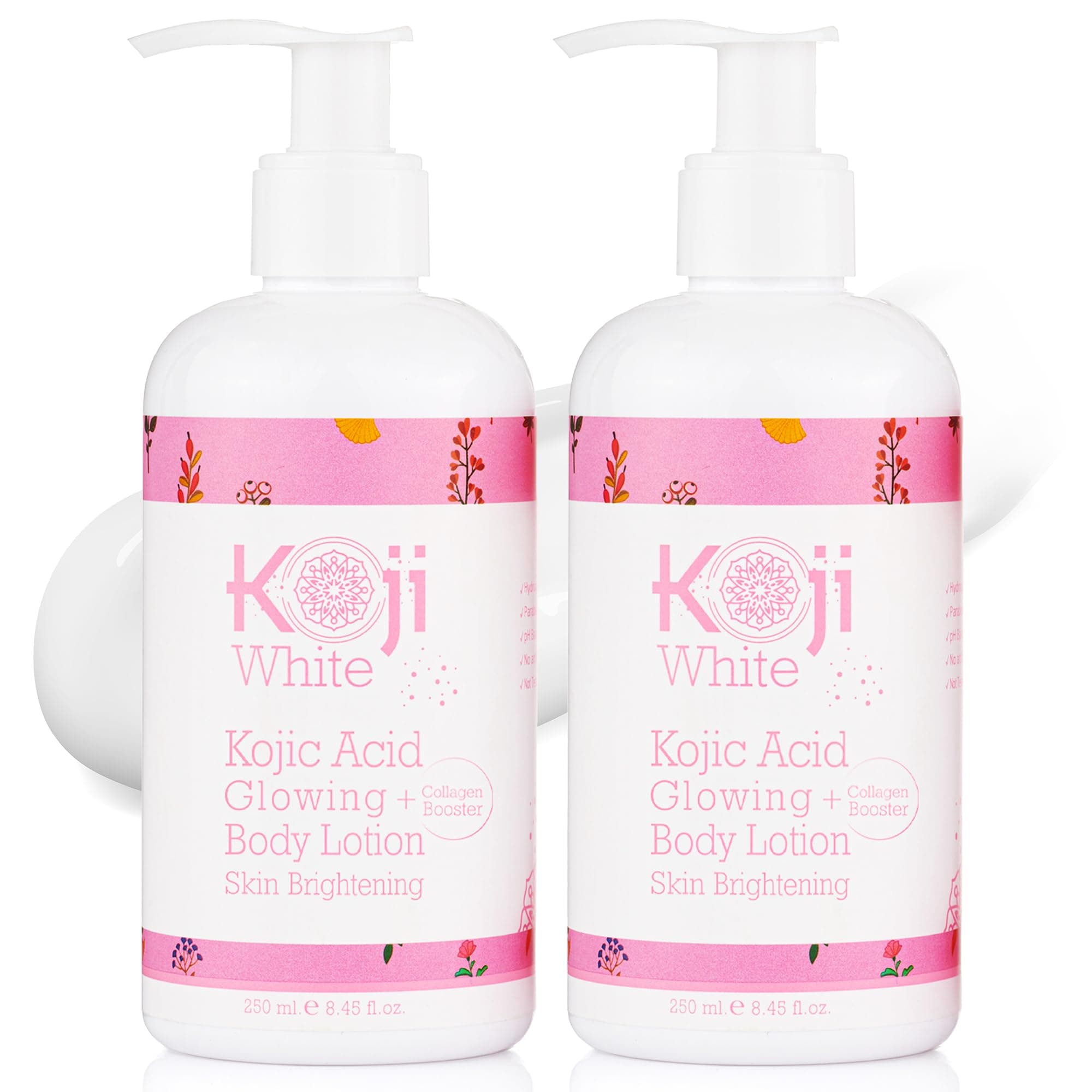 Kojic Acid & Collagen Body Lotion, Women Gifts Set for Skin Brightening, Moisturizer & Radiant Complexion, Uneven Skin Tone - Vegan, Not Tested on Animals, 8.45 Fl Oz (2 Packs)