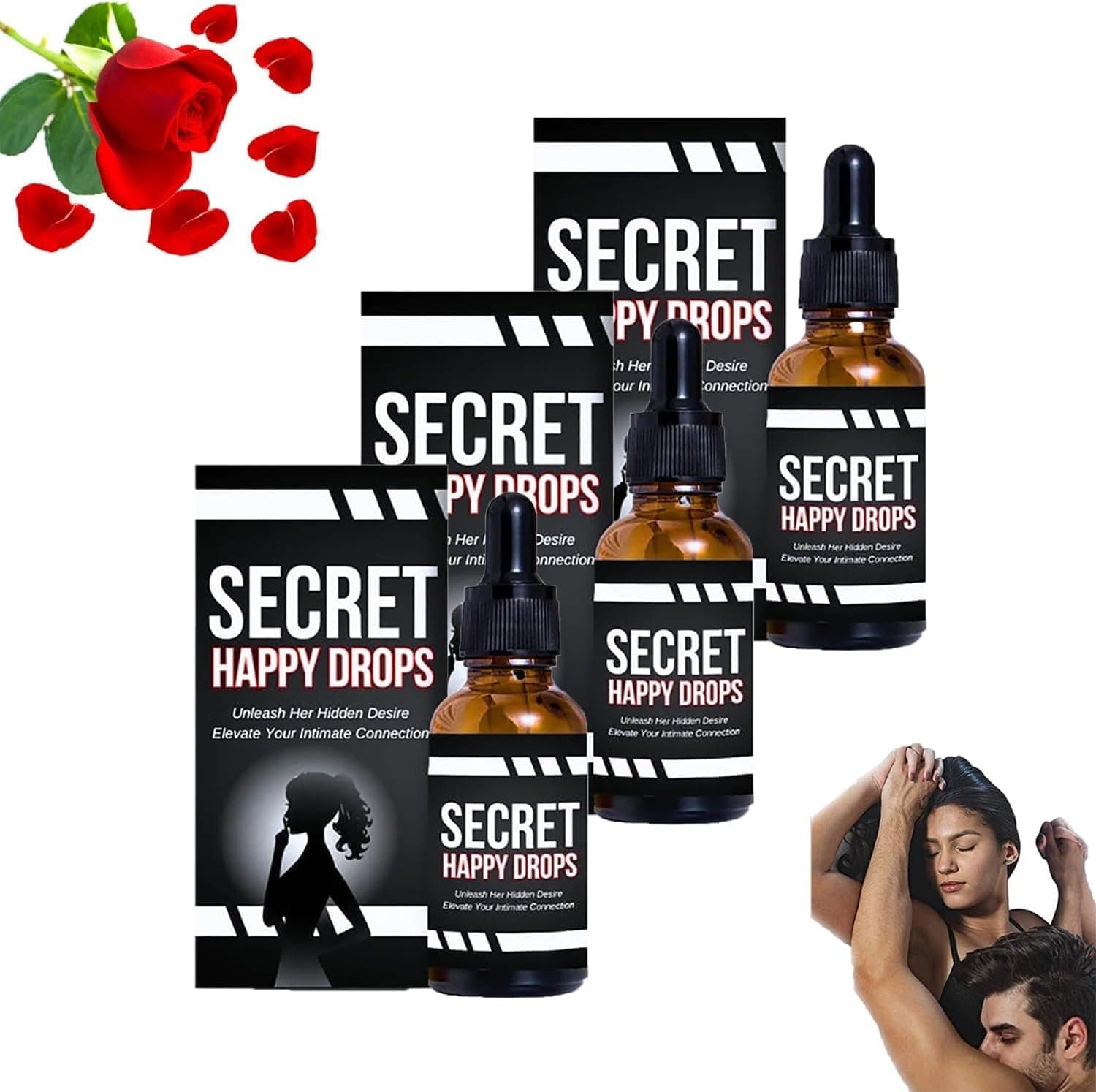 Secret Happy Drops, PleasurePeak Oral Drops, Happy Hormones Drops Womens, Enhancing Sensitivity and Pleasure, Boost Energy Levels, Promoting Relaxation (3pcs)