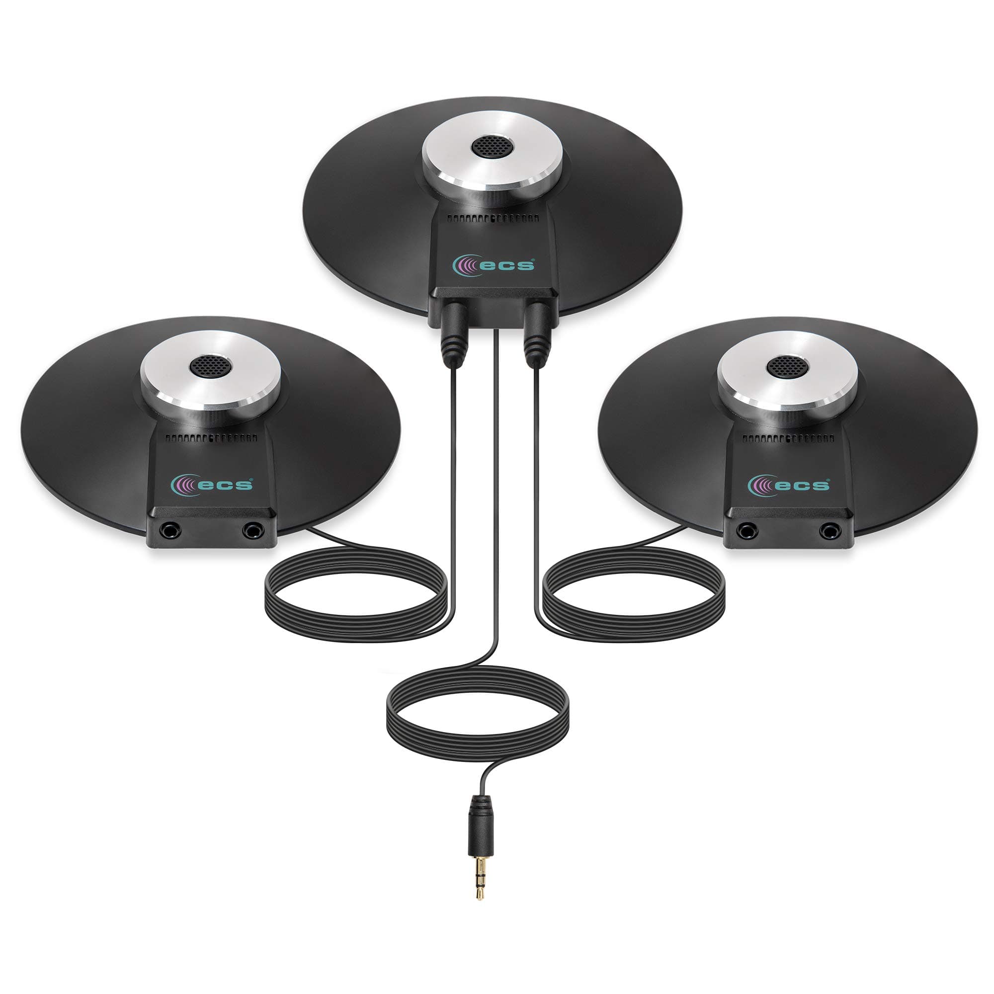 ECS WordForum 3.5mm TRS 360° Omnidirectional Stereo Conference Microphone for PC - with Daisy Chain Option, Condenser Mic for Teleconferencing - 3 Pack