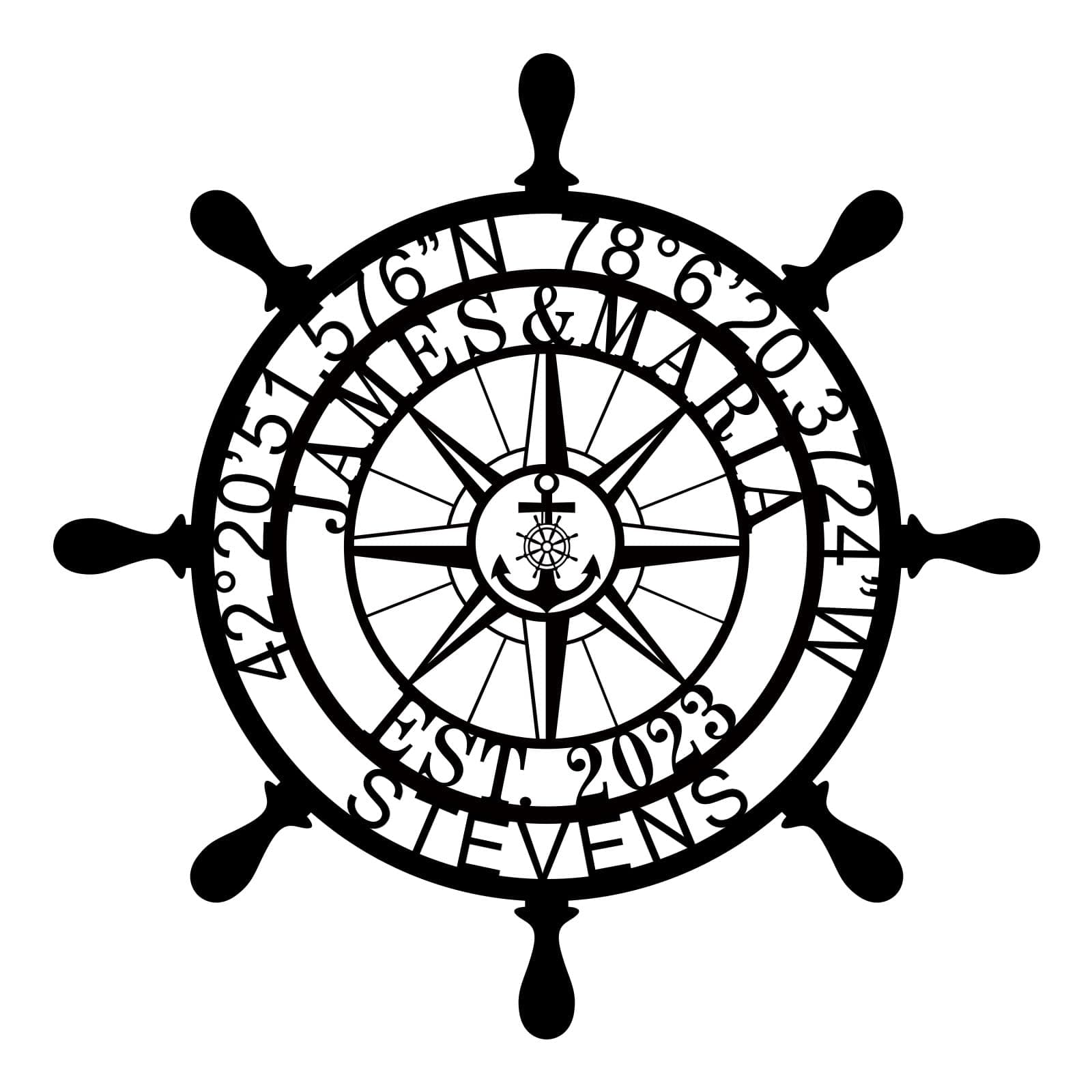 - Nautical Wall Decor Anchor Compass Wall Decor Sign Family Name Sign Custom Longitude and Latitude GPS Coordinates Metal Sign Personalized Ship Wheel Metal Sign Last Name Signs for Home