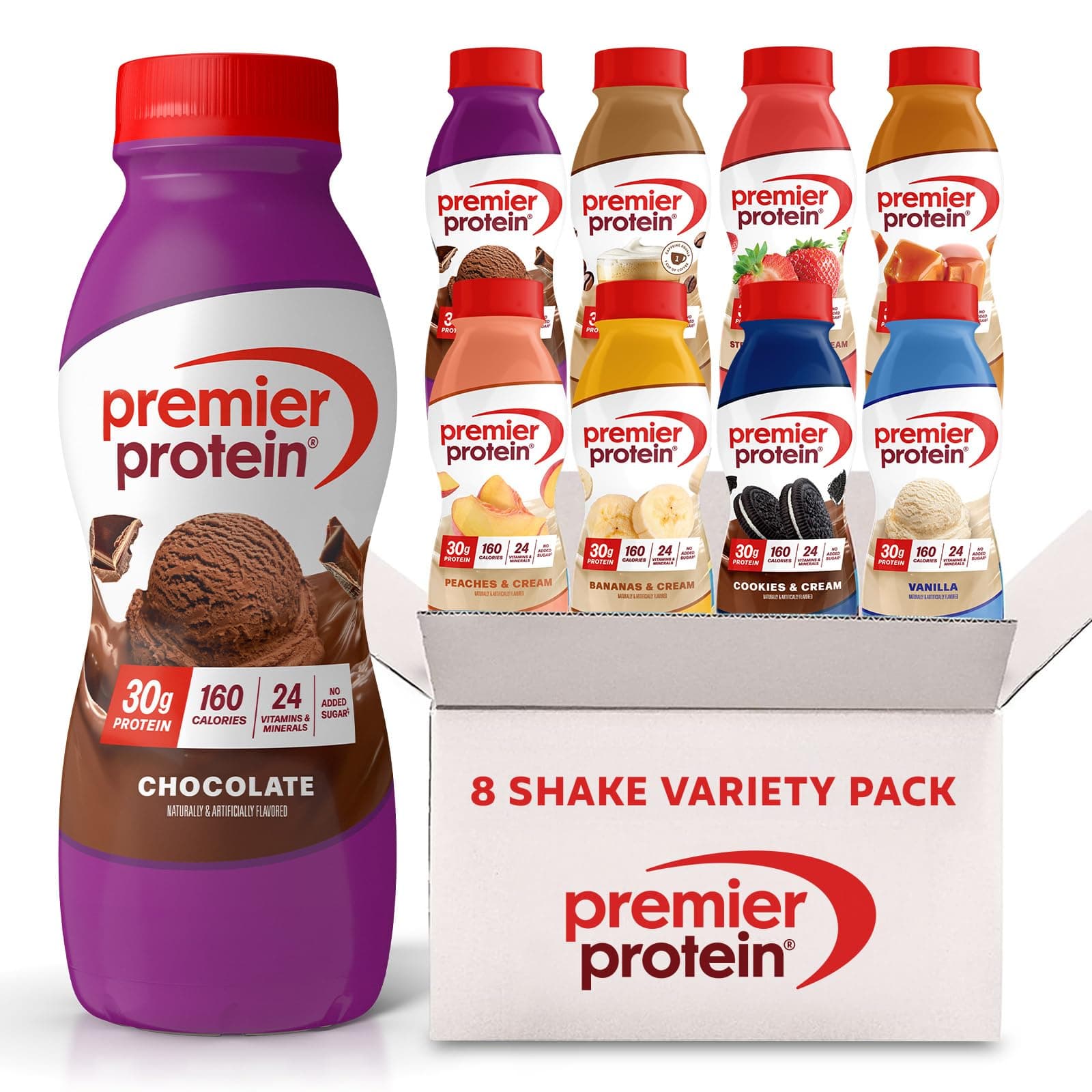 Premier Protein Shake, 8 Flavor Variety Pack, 30g Protein, 1g Sugar, 24 Vitamins & Minerals, Nutrients to Support Immune Health 11.5 Fl Oz (8 Pack)