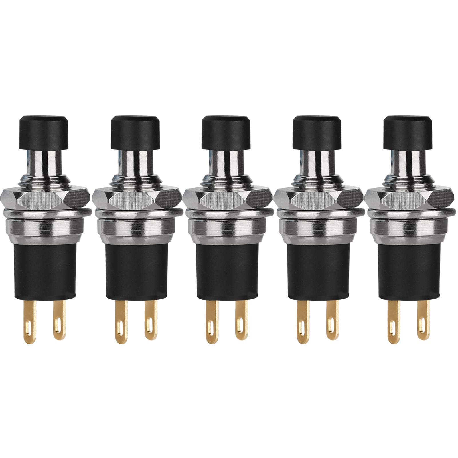 5Pcs Self-Locking SPST Latching Type Dash ON/Off Push Button Switch AC 250V/3A Black